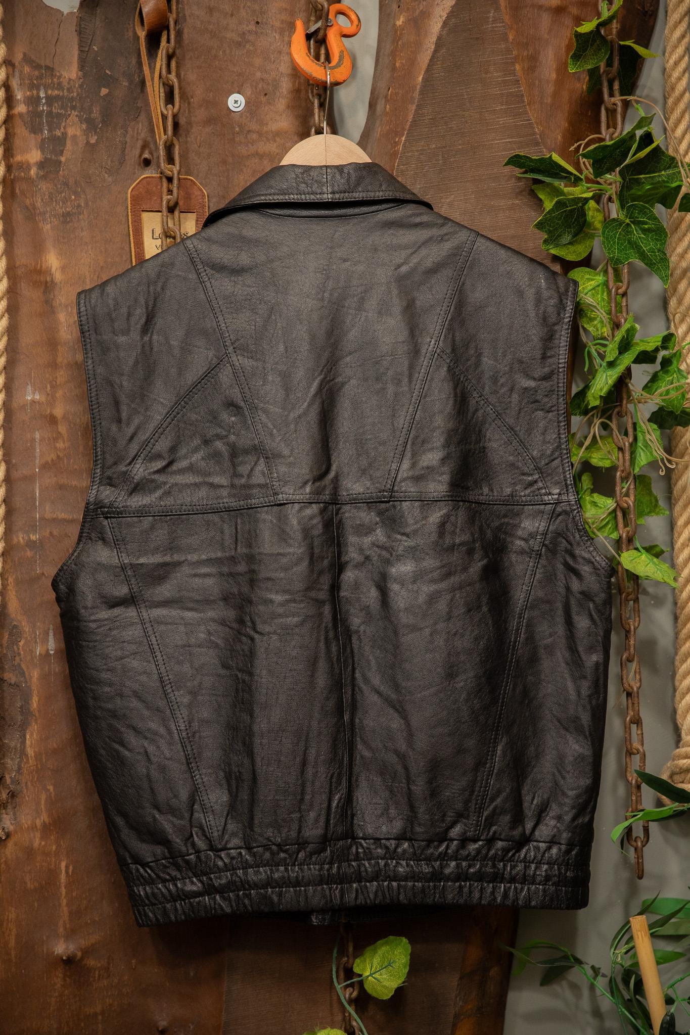 90's Black Bomber Deri Yelek
