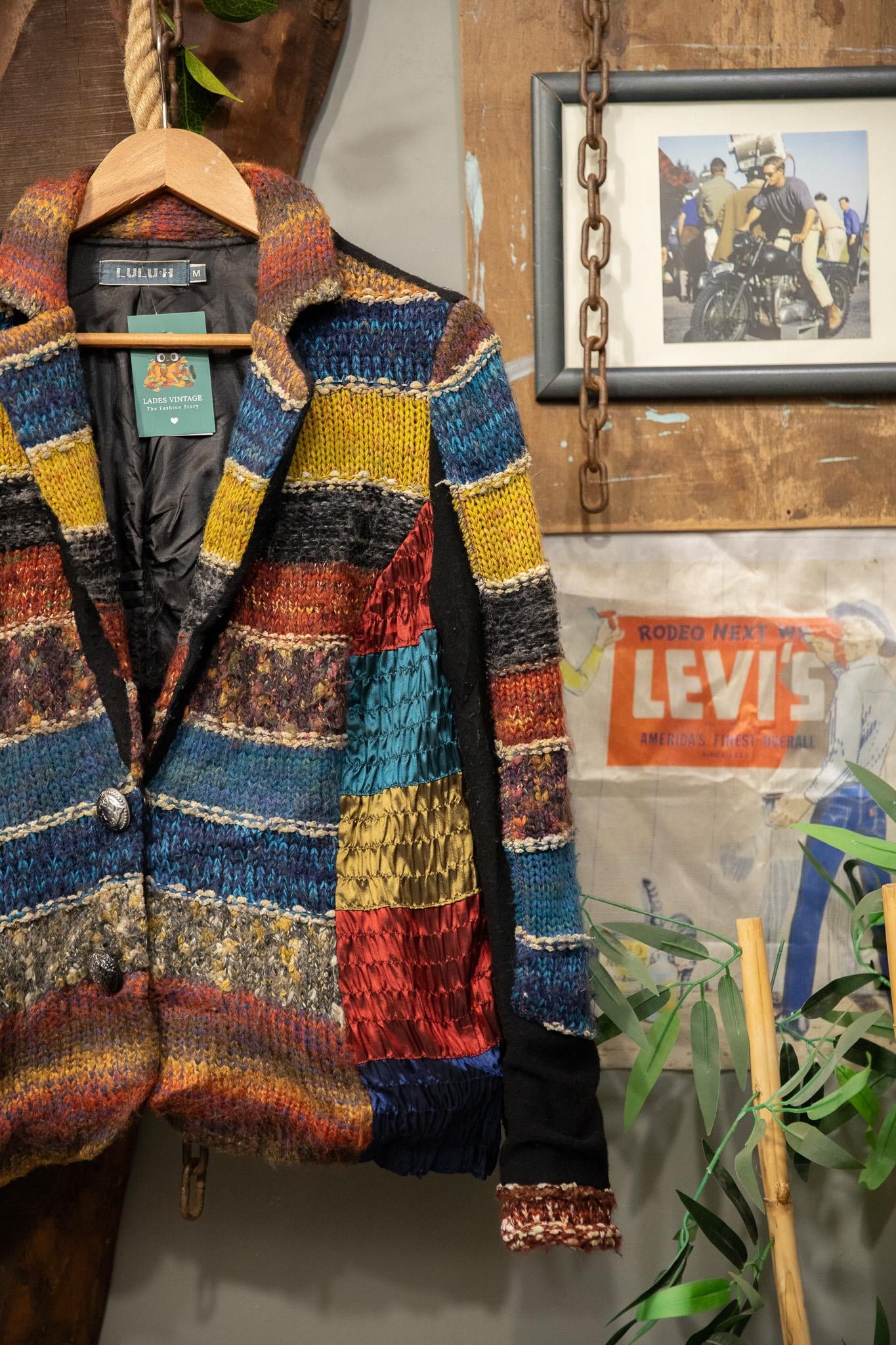 90's Bohemian Rainbow Wool Ceket