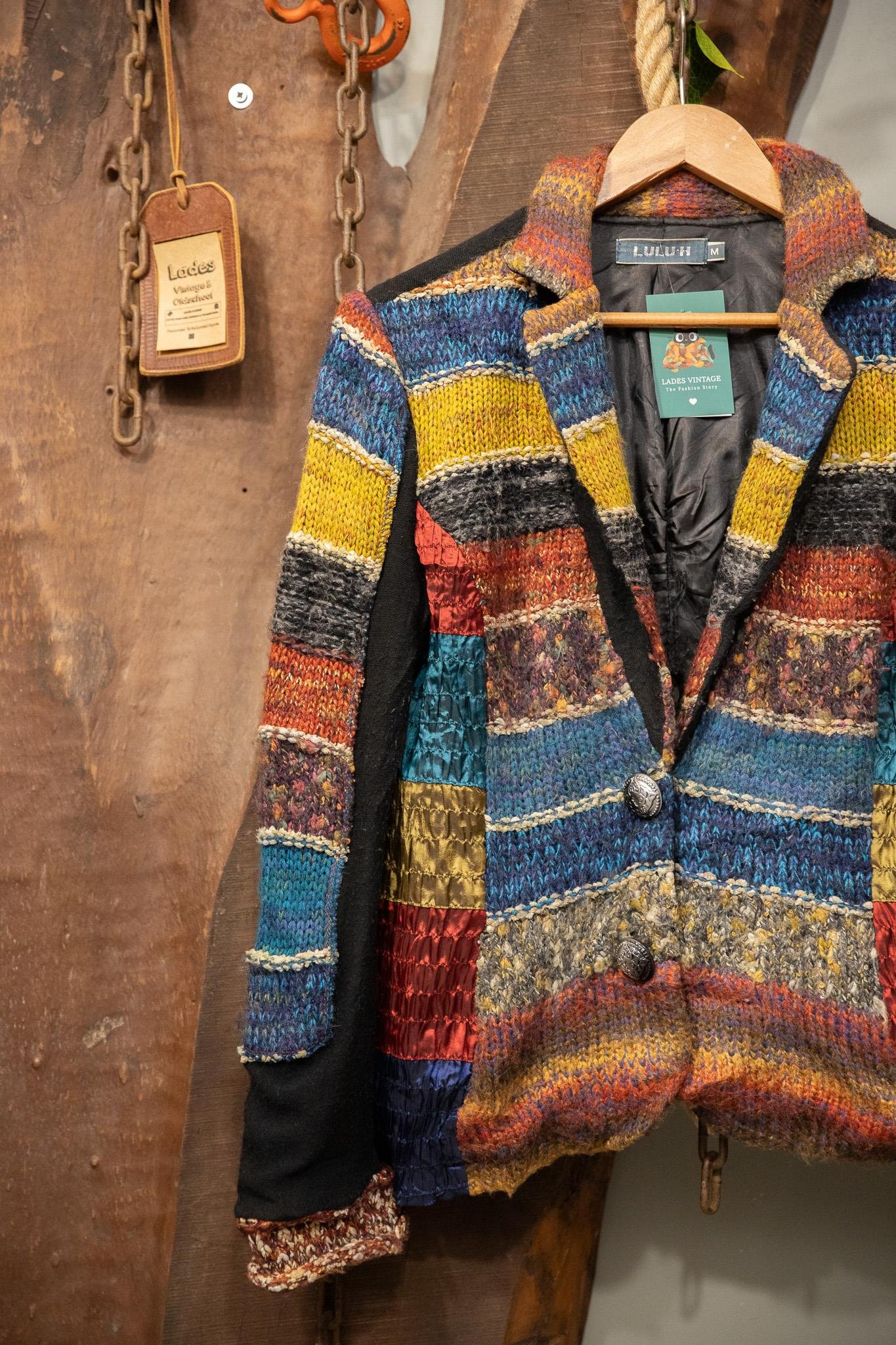 90's Bohemian Rainbow Wool Ceket