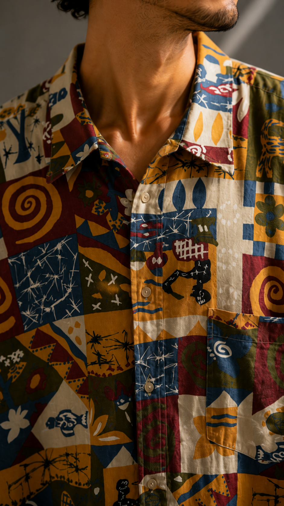 90s Boho Graphic Gömlek