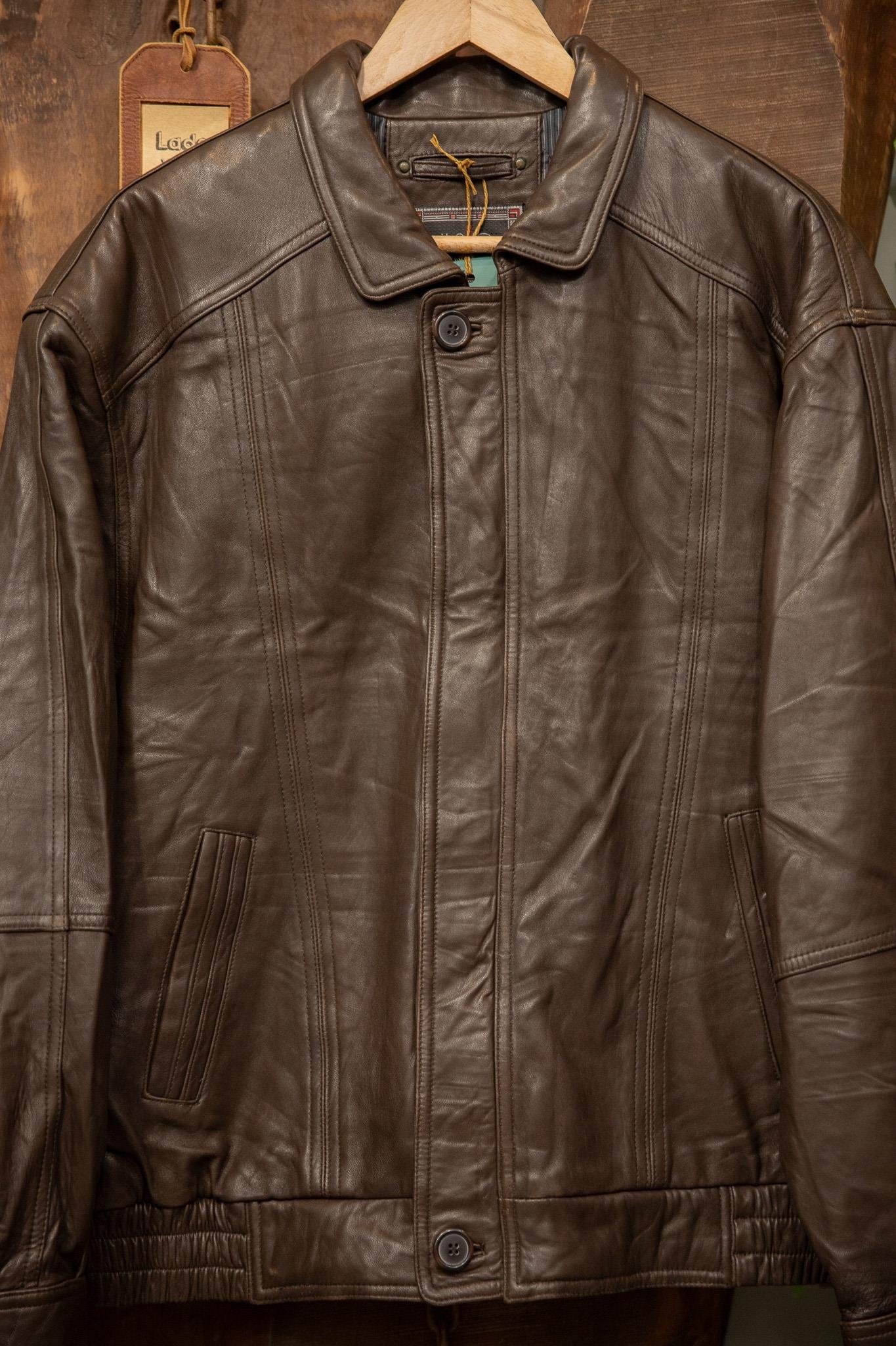 90's Brown Oversize Bomber Deri Ceket