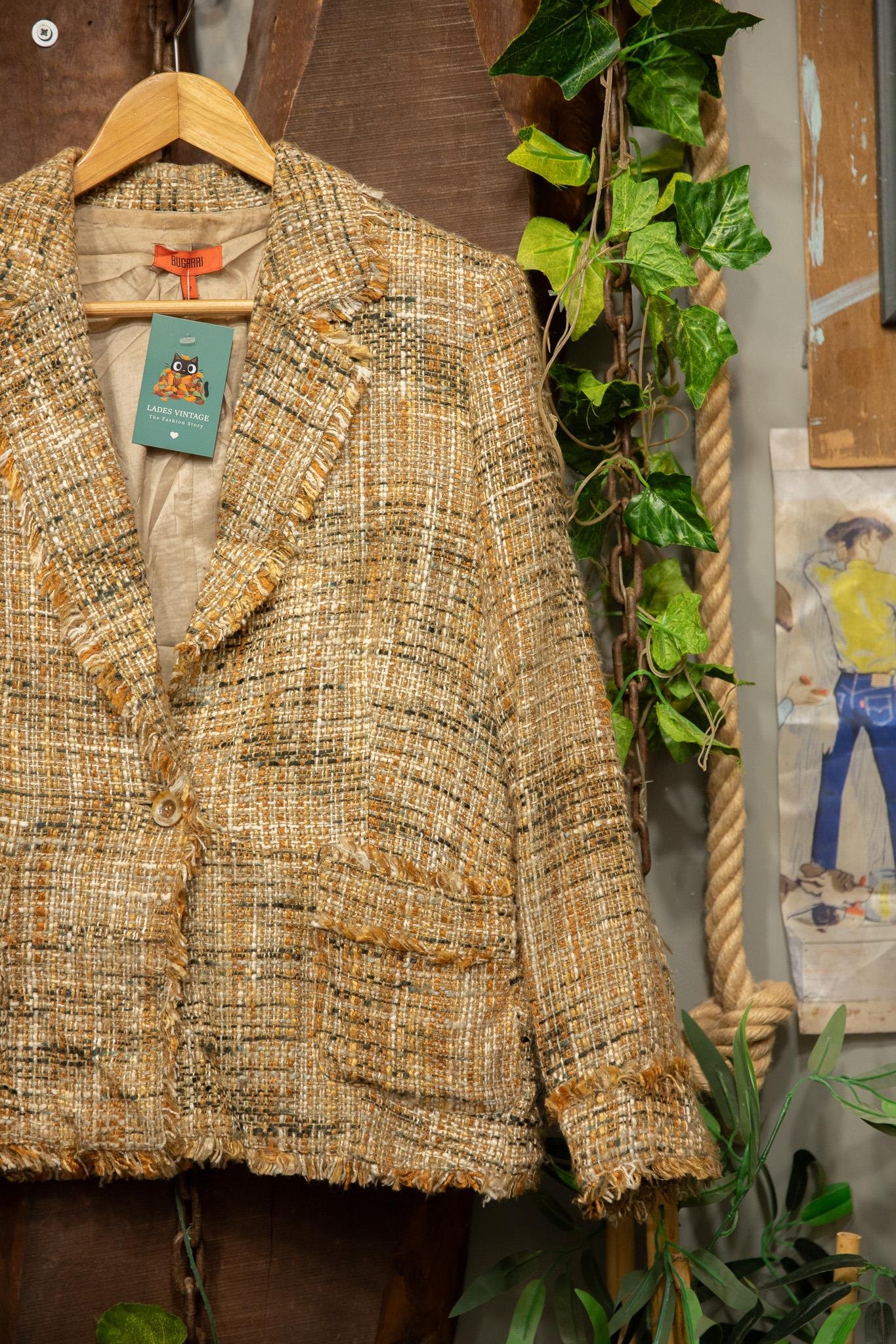 90's BUGARI Tweed Blazer Ceket