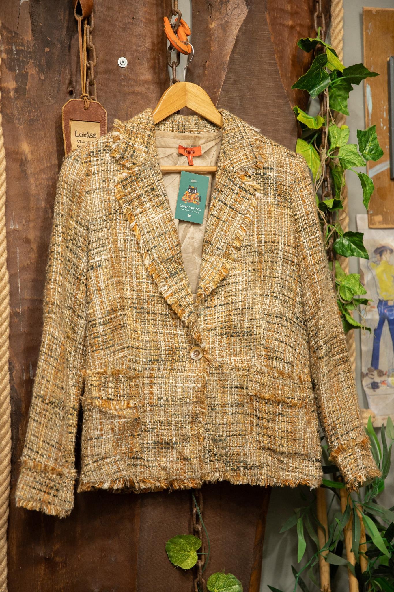 90's BUGARI Tweed Blazer Ceket