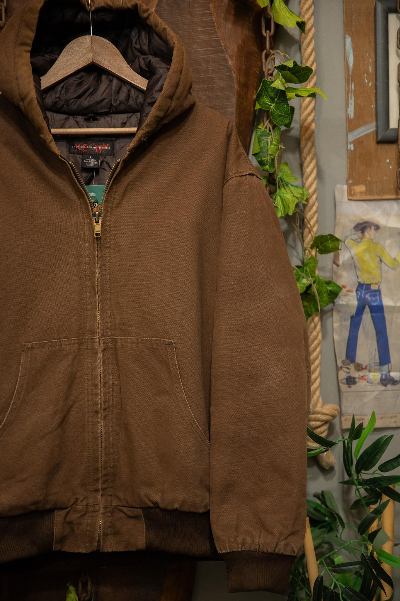 90's Canvas Brown Hooded Mont/Ceket