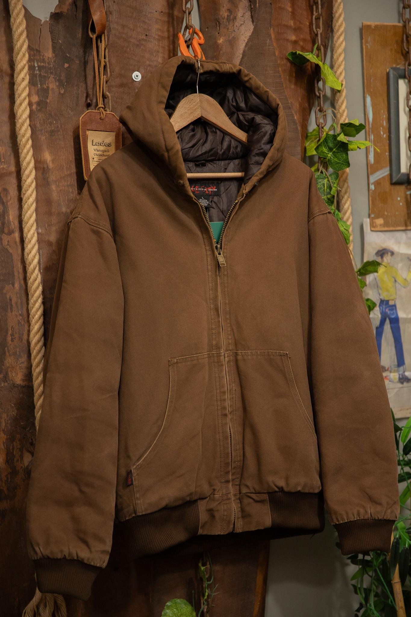 90's Canvas Brown Hooded Mont/Ceket