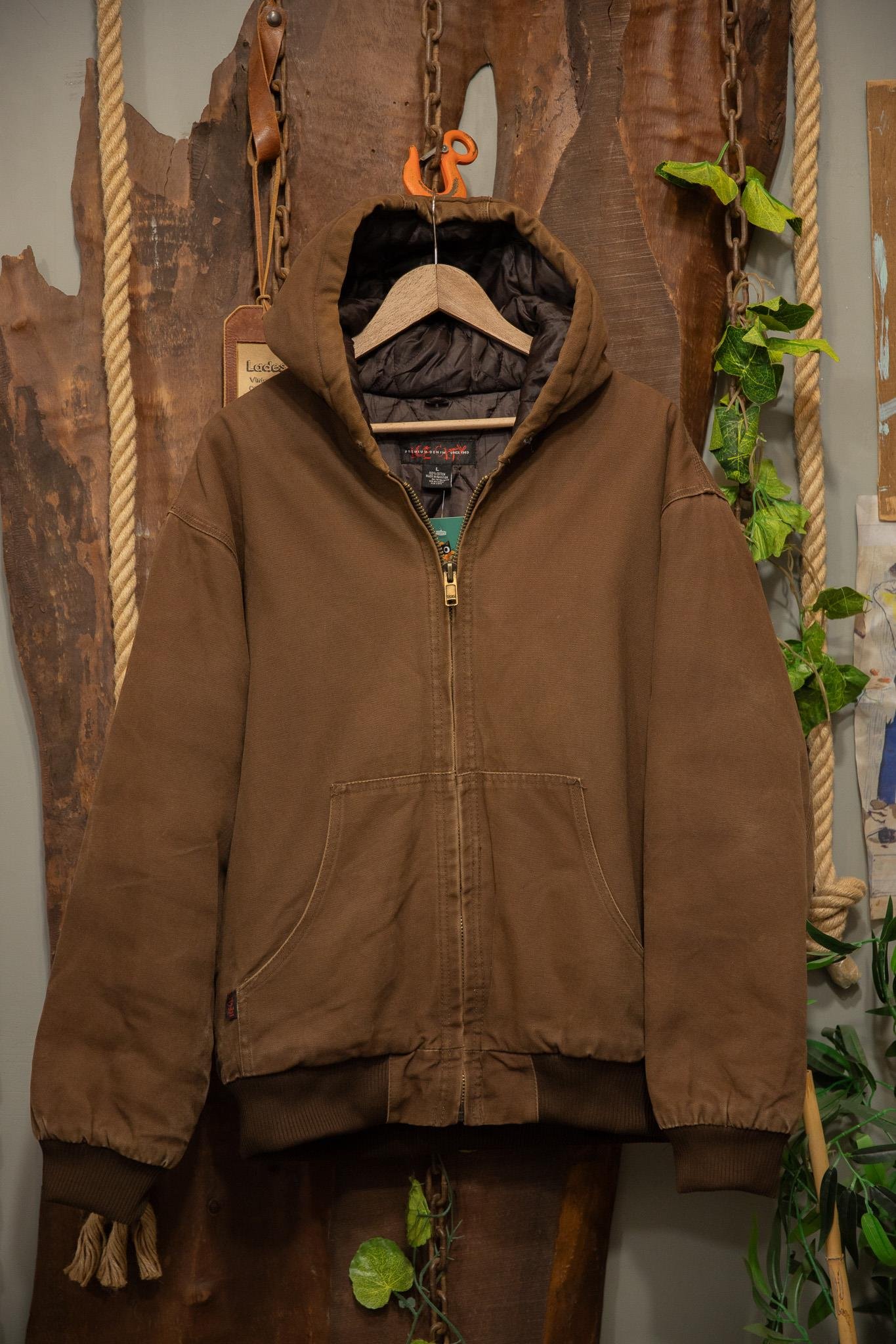 90's Canvas Brown Hooded Mont/Ceket