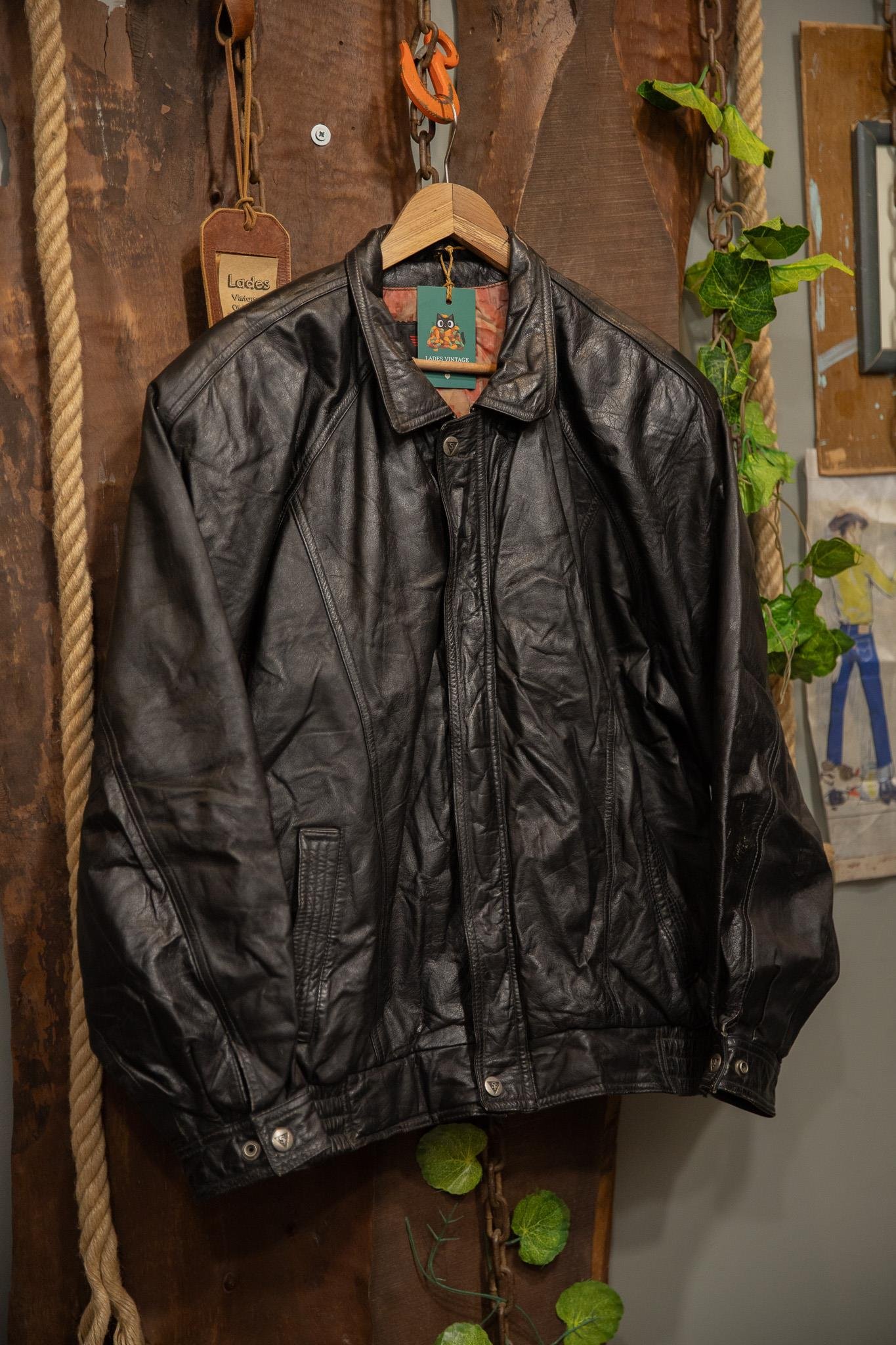 90's Classic American Bomber Deri Ceket