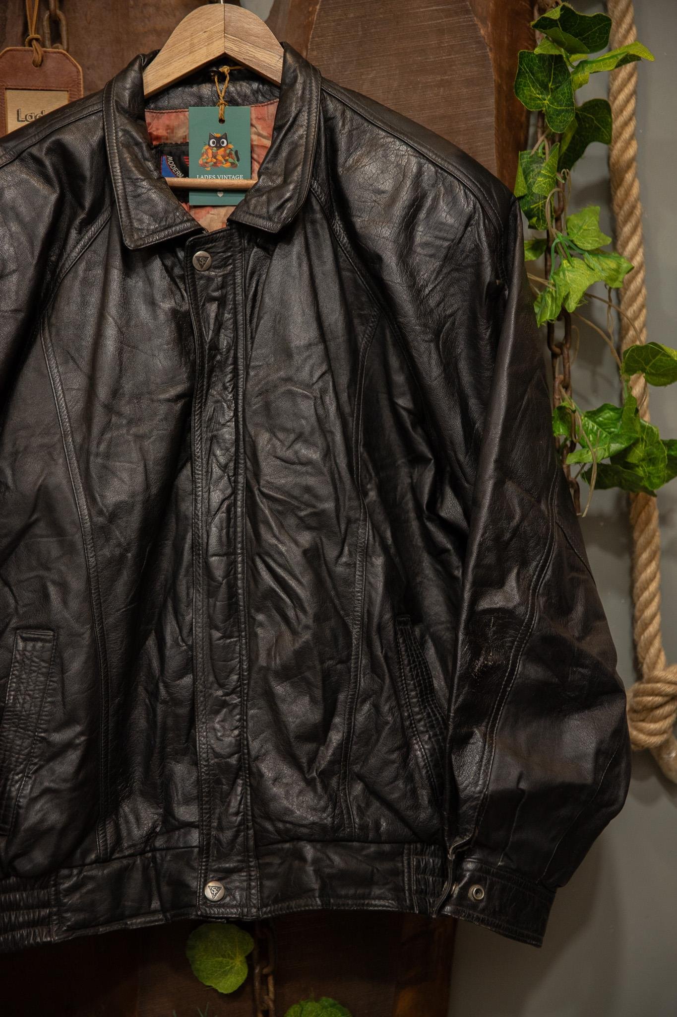 90's Classic American Bomber Deri Ceket