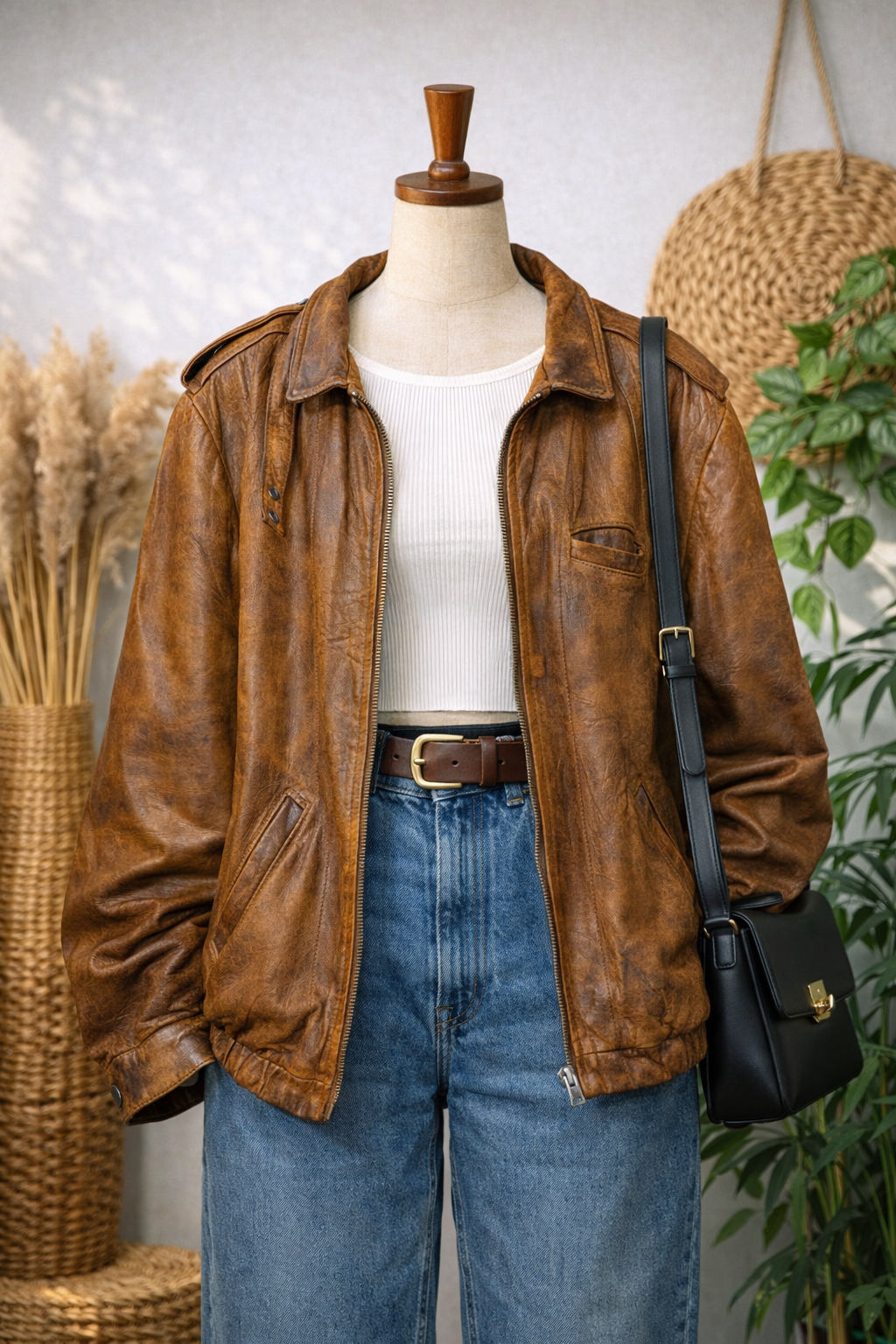 90's Classic Brown Deri Ceket