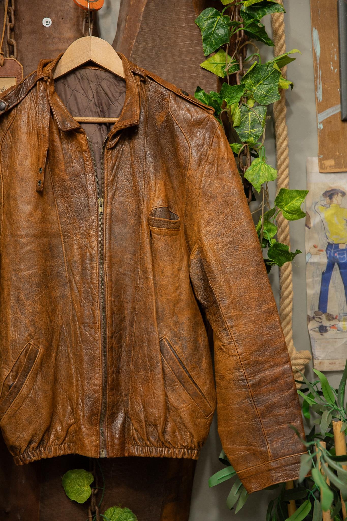 90's Classic Brown Deri Ceket