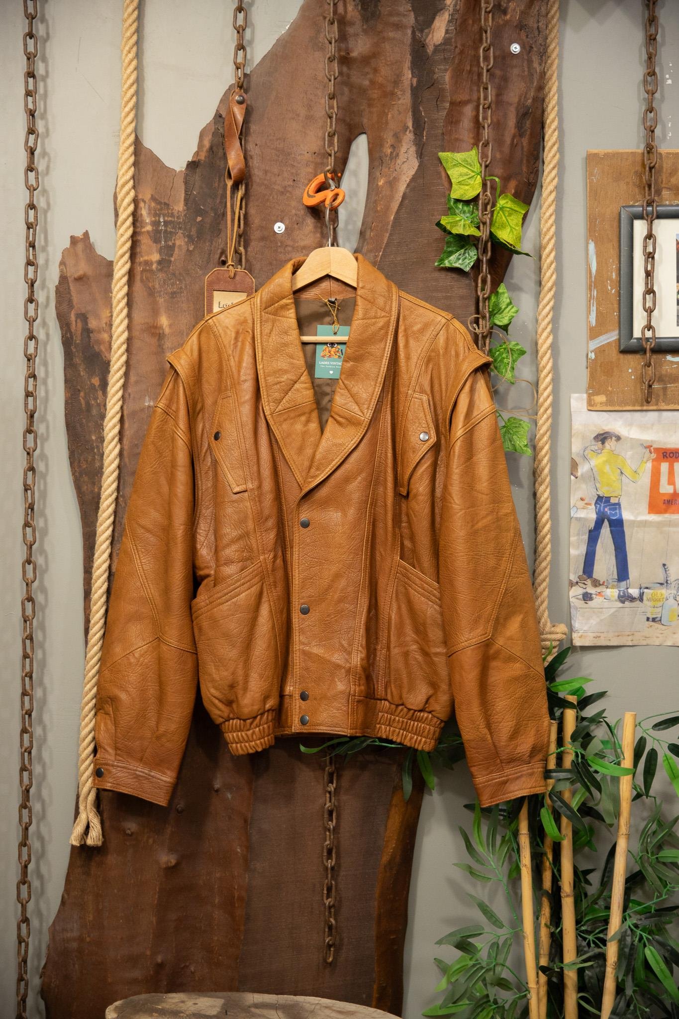 90's Classic Kahverengi Oversize Deri Ceket