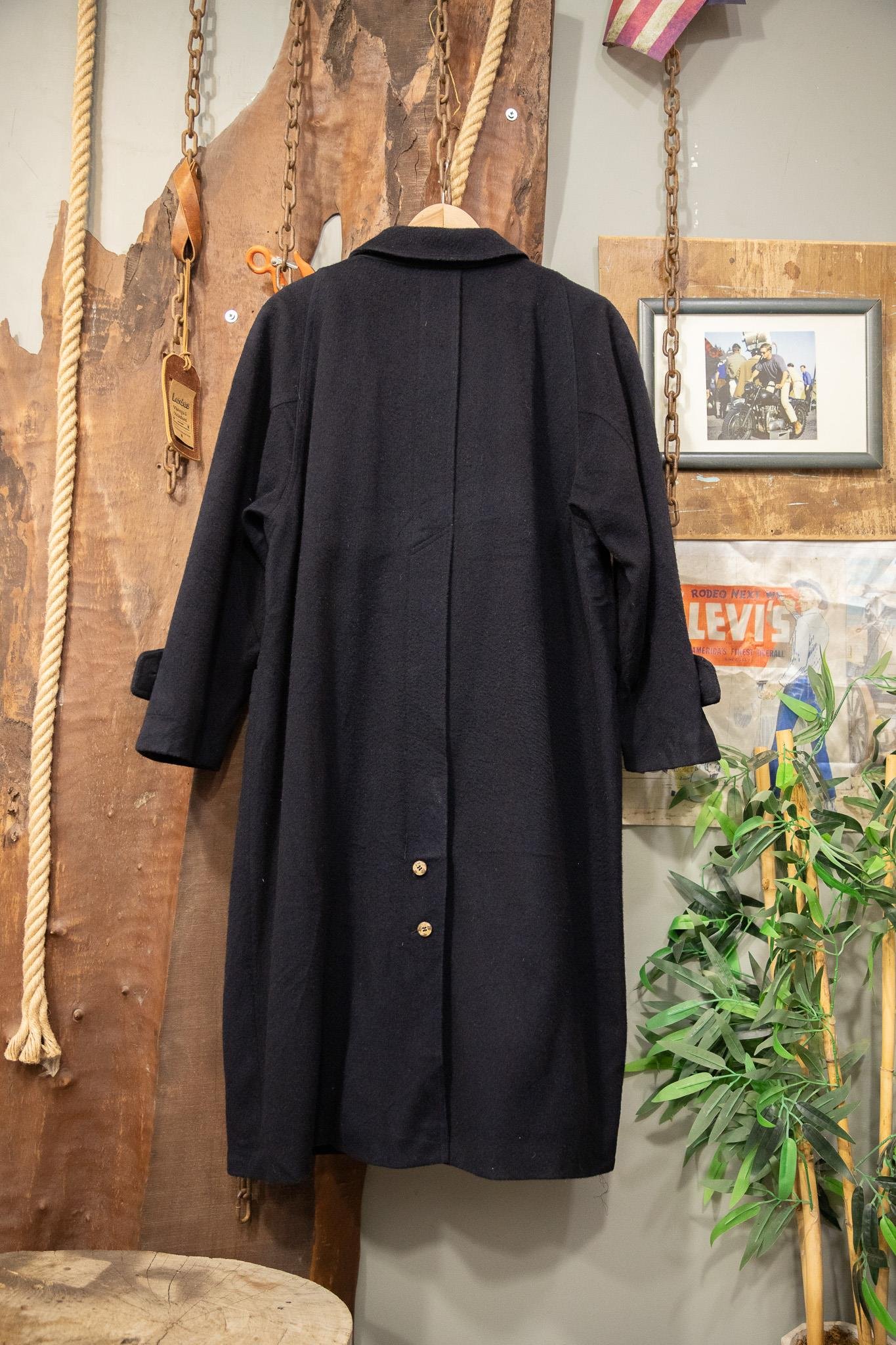 90's Classic Navy Wool Kaşe Kaban
