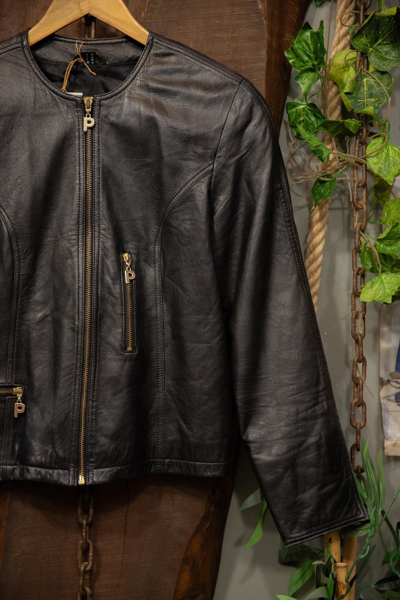 90's Crop Biker Deri Ceket
