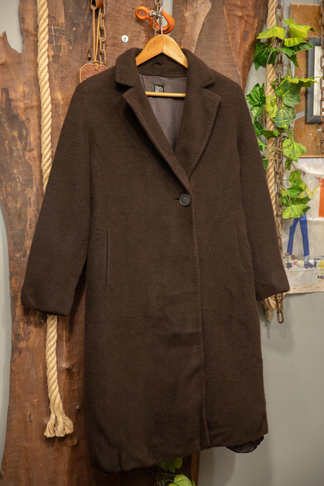 90's Dark Brown Classic Kaşe Kaban