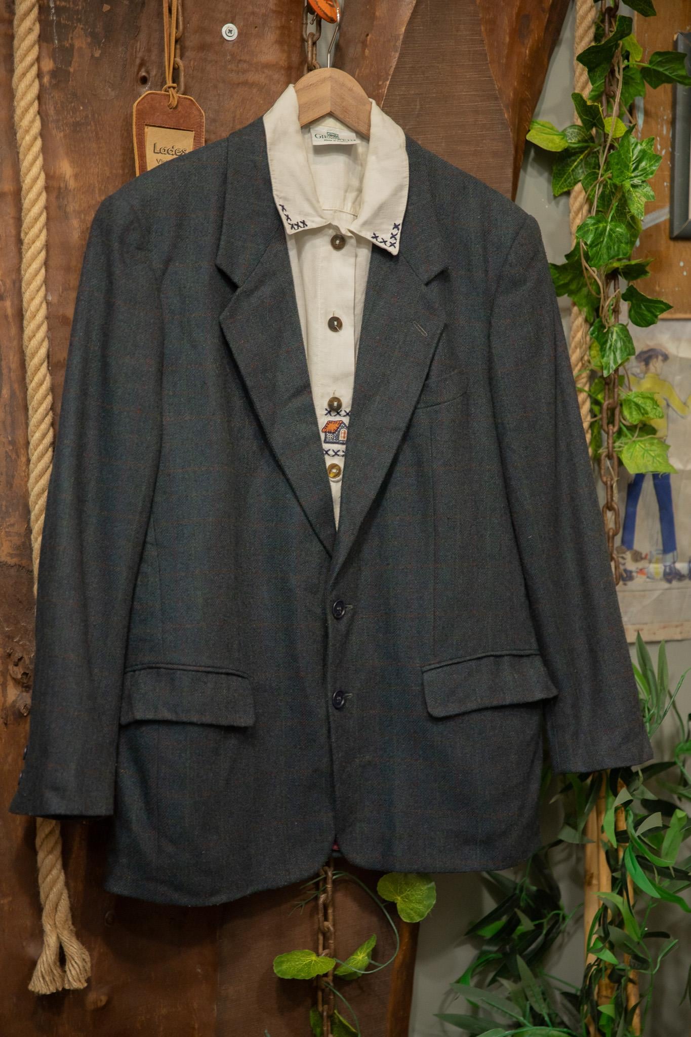 90's Ekose Wool Blazer Ceket