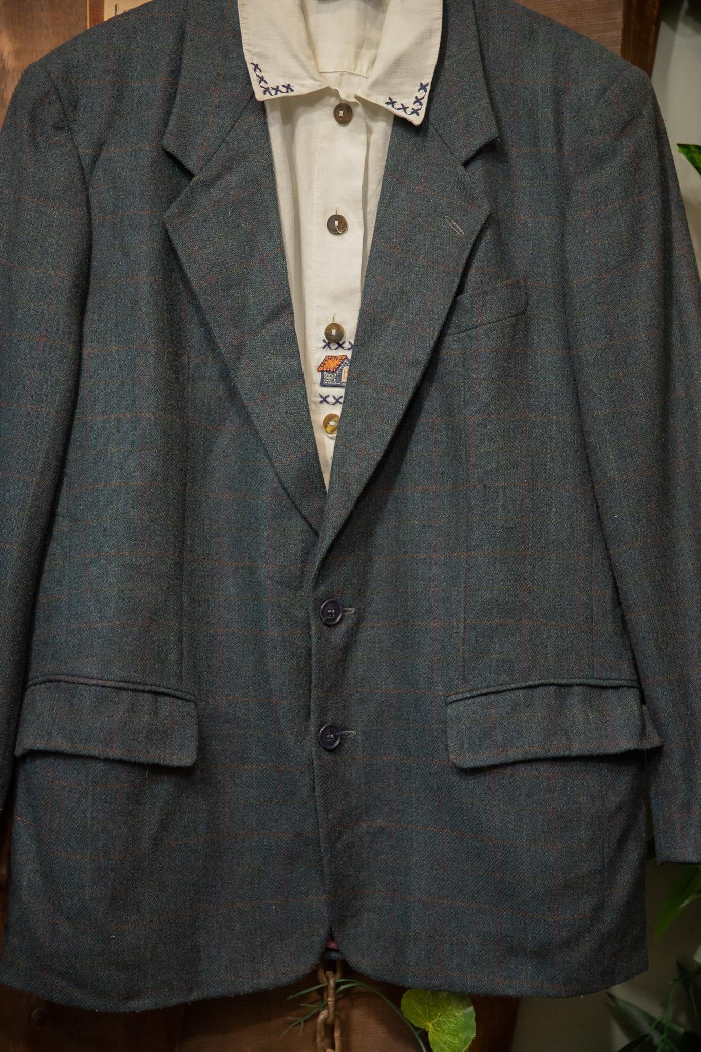 90's Ekose Wool Blazer Ceket