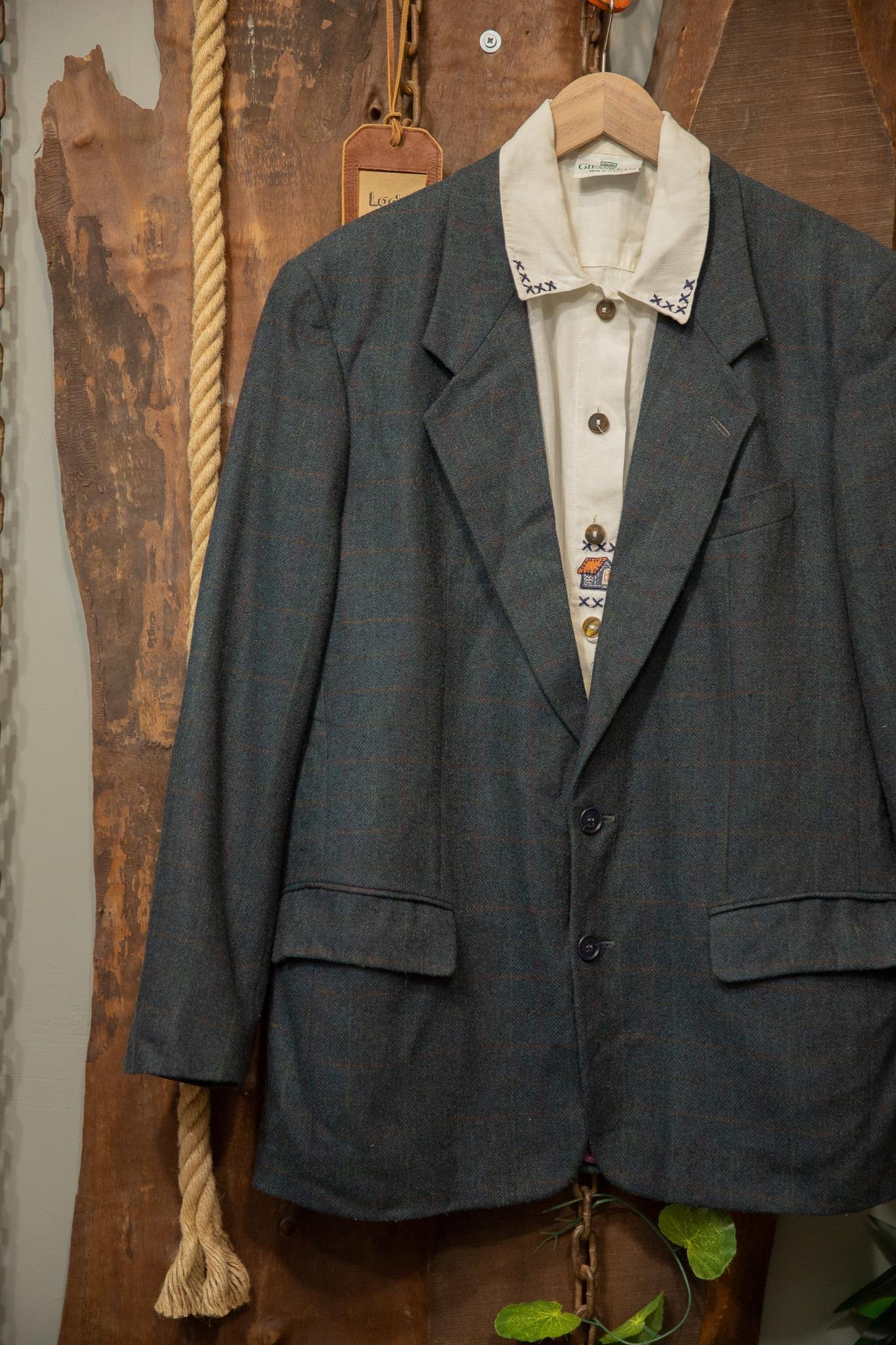 90's Ekose Wool Blazer Ceket