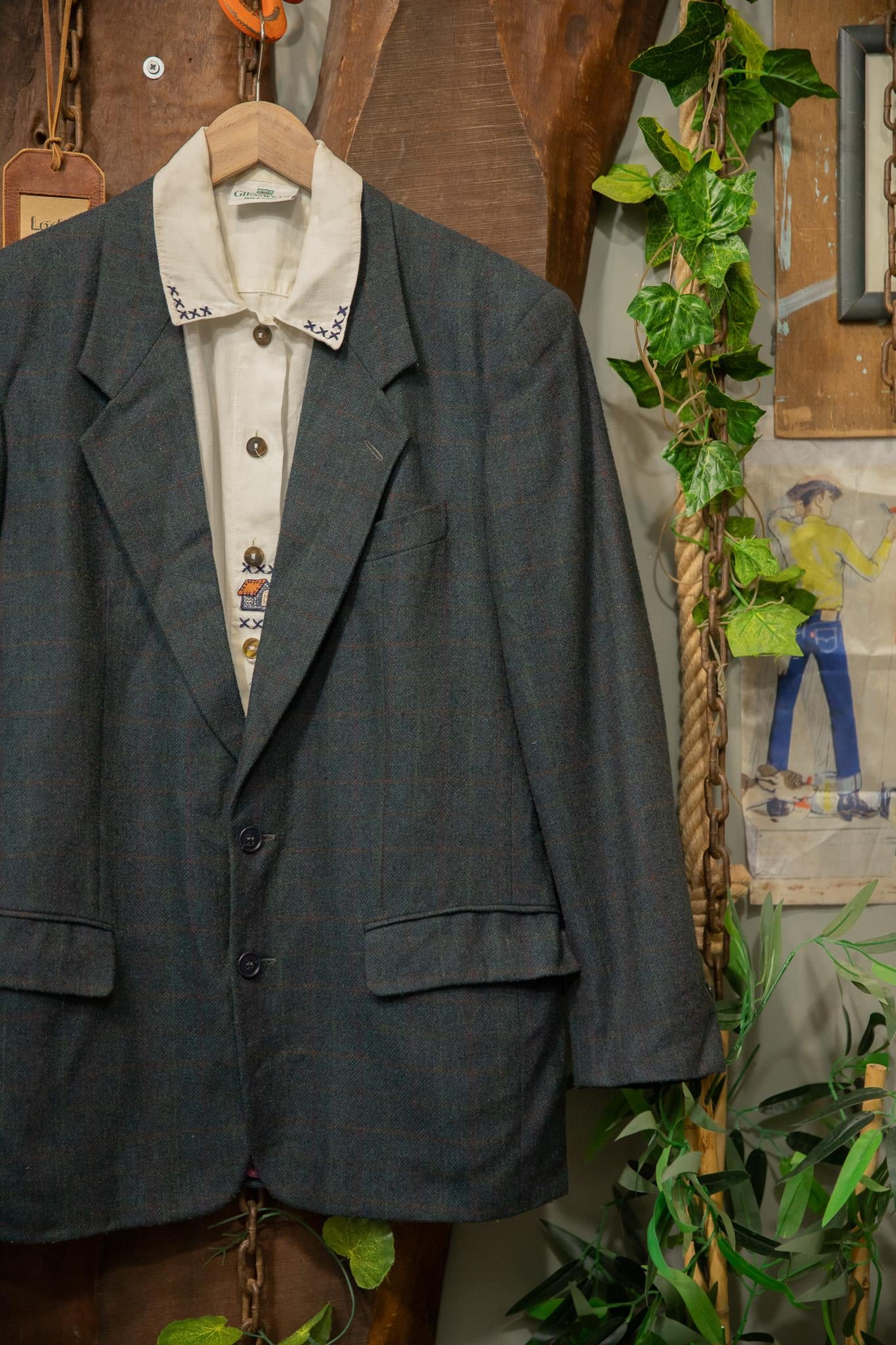 90's Ekose Wool Blazer Ceket