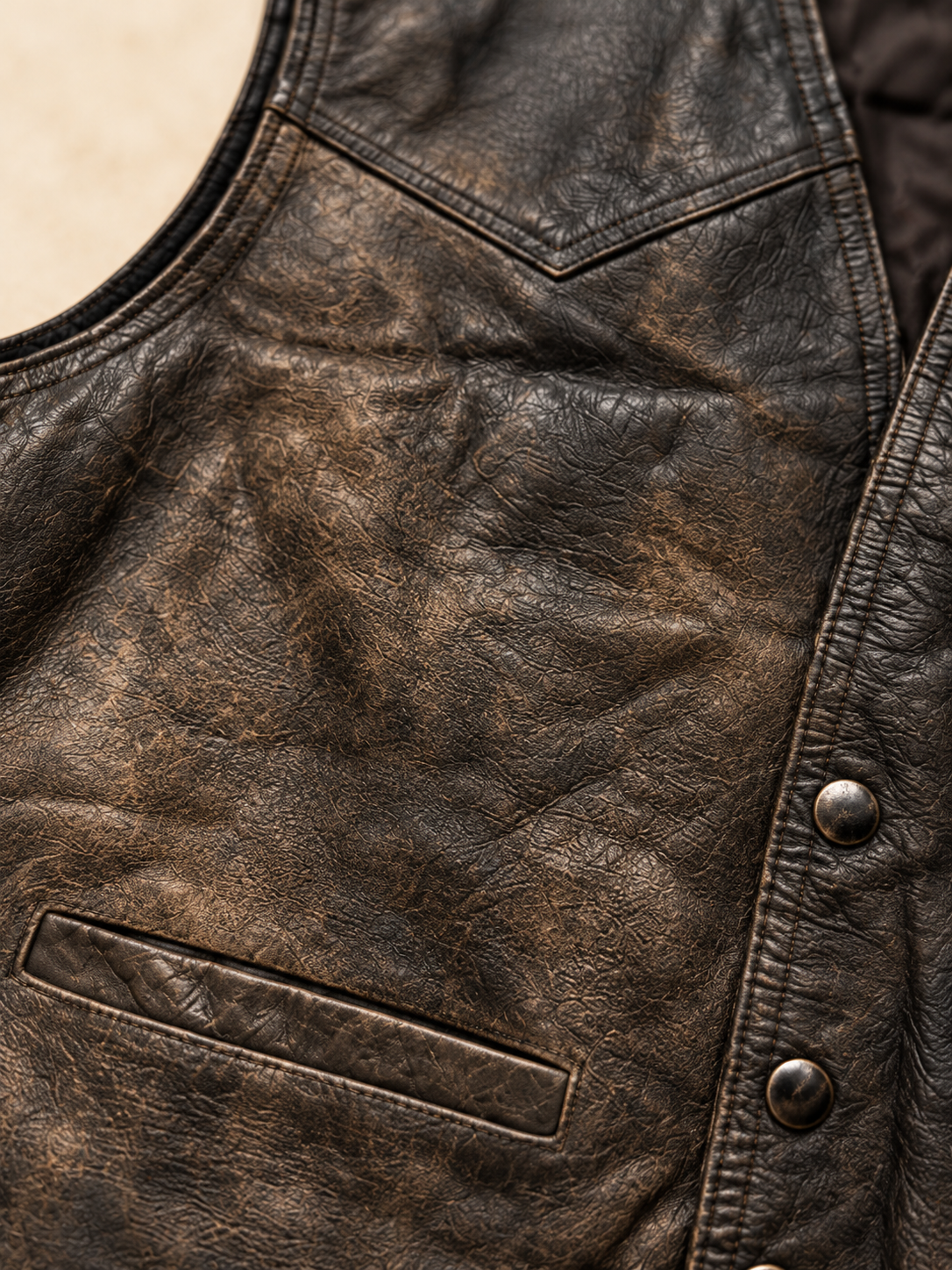 90s Eskitme Western Biker Deri Yelek