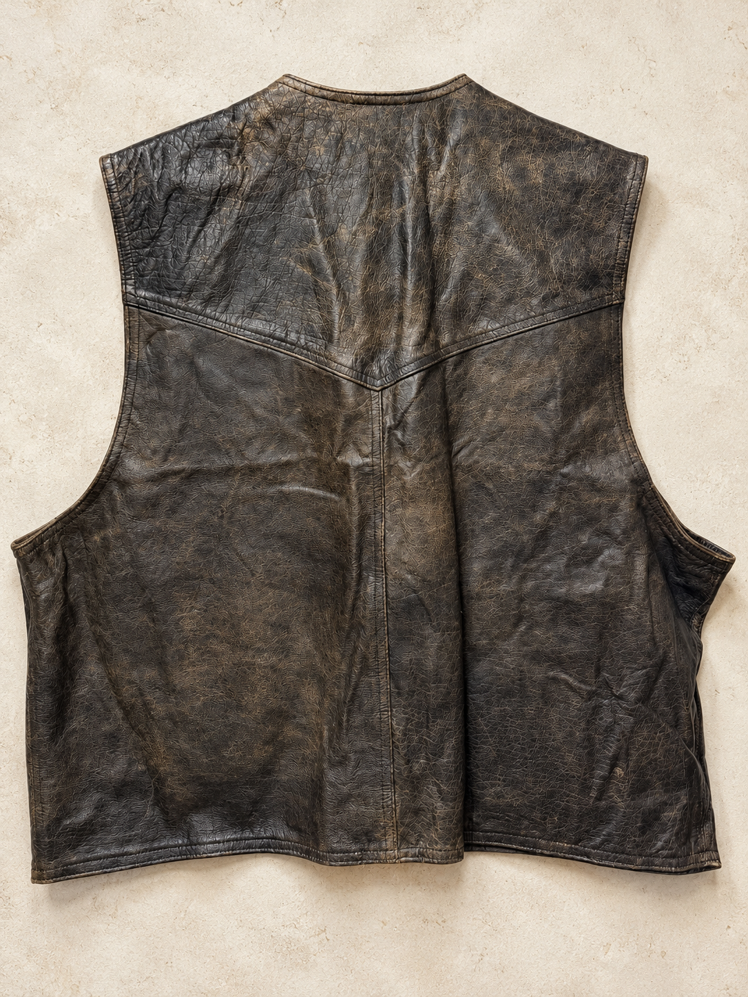 90s Eskitme Western Biker Deri Yelek