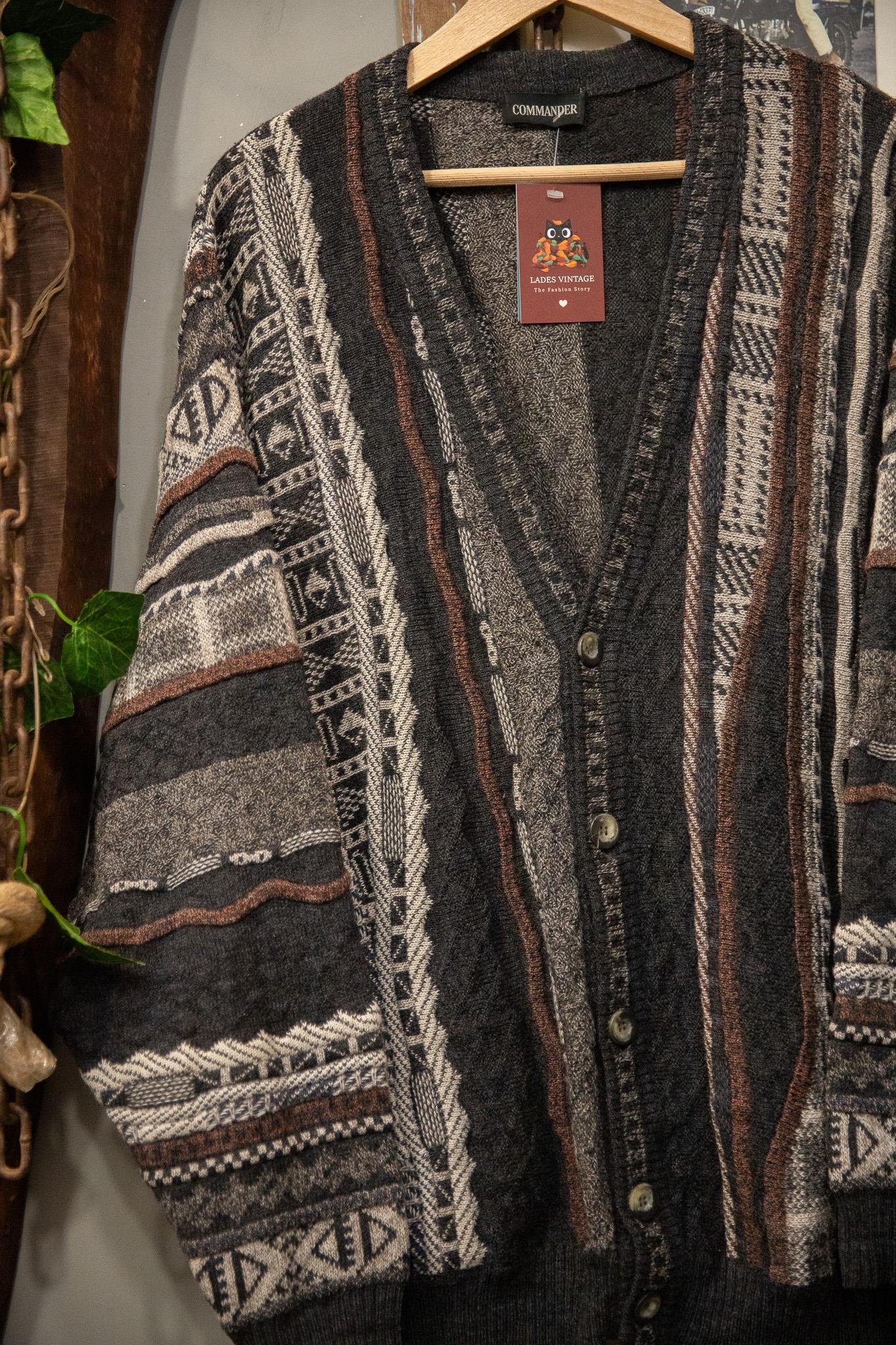 90s Geometric Wool Hırka