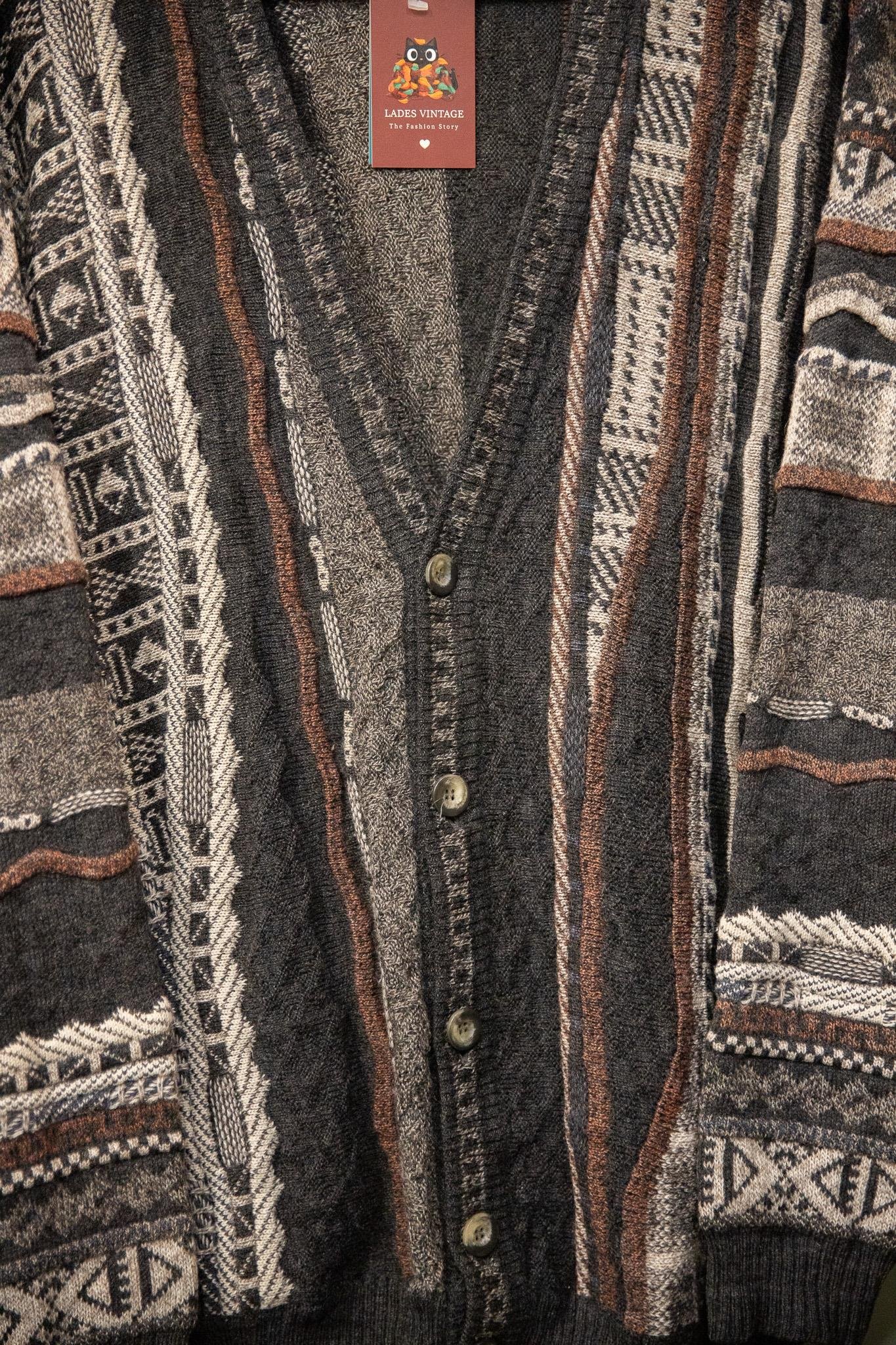 90s Geometric Wool Hırka