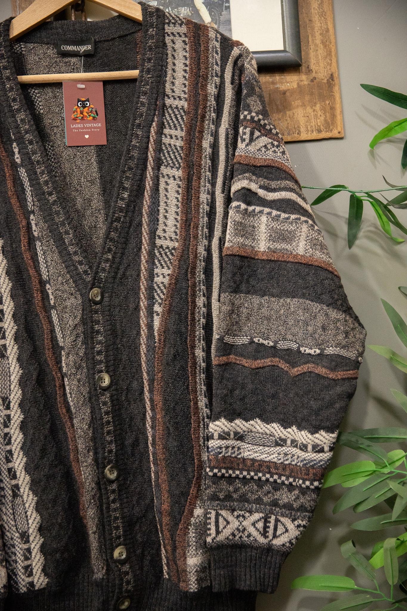 90s Geometric Wool Hırka