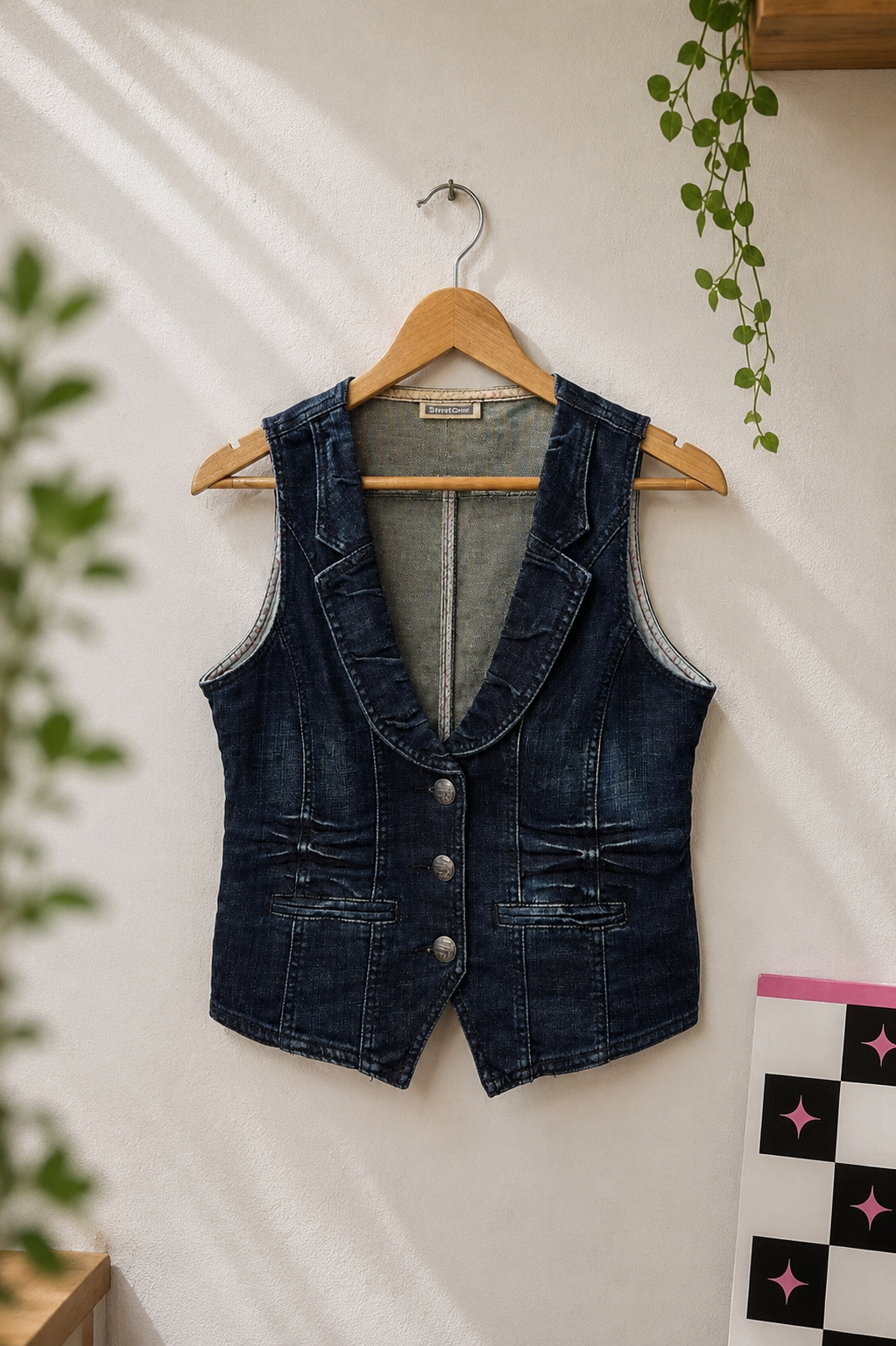 90s Kruvaze Yaka Western Denim Yelek