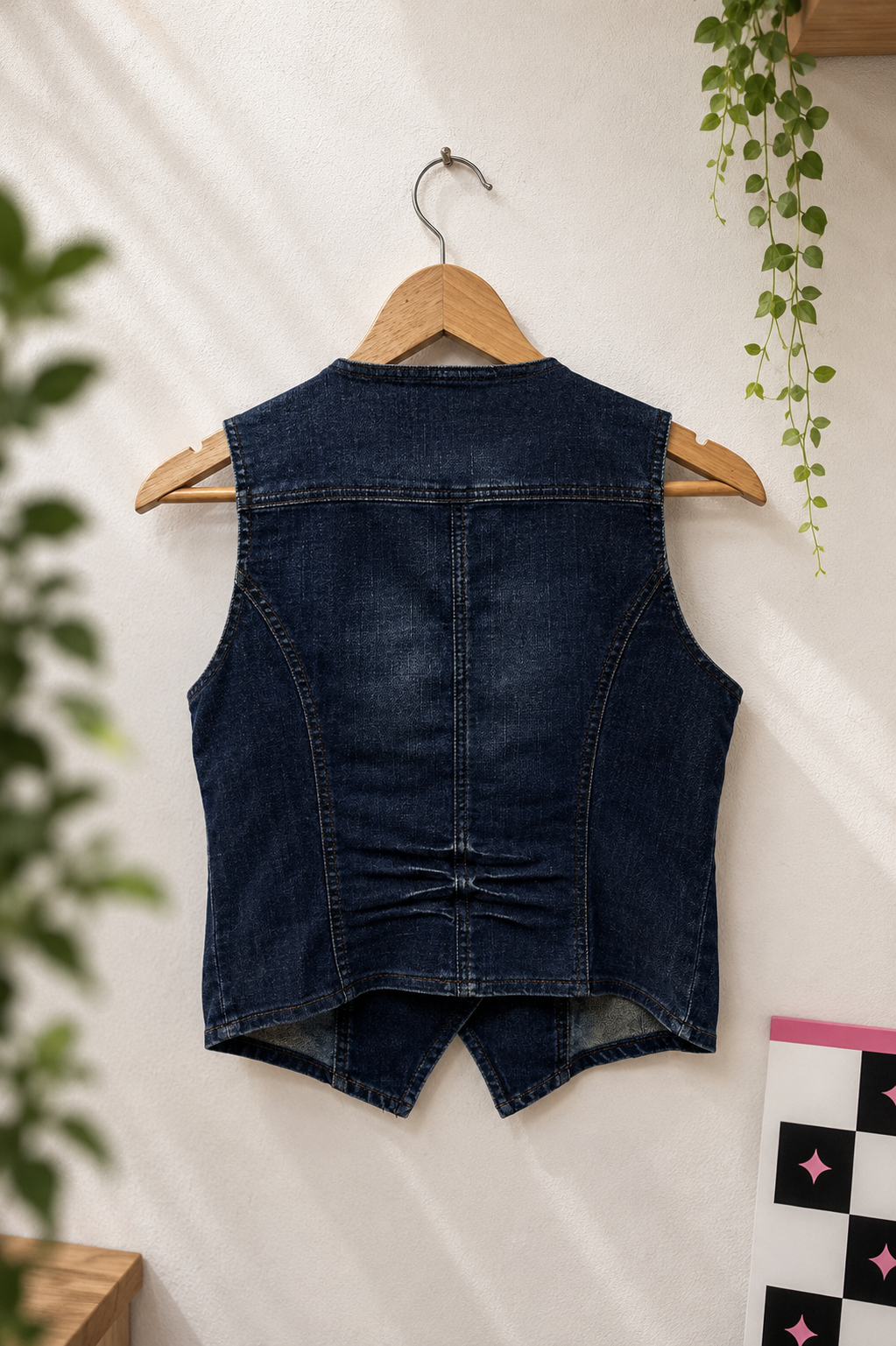 90s Kruvaze Yaka Western Denim Yelek