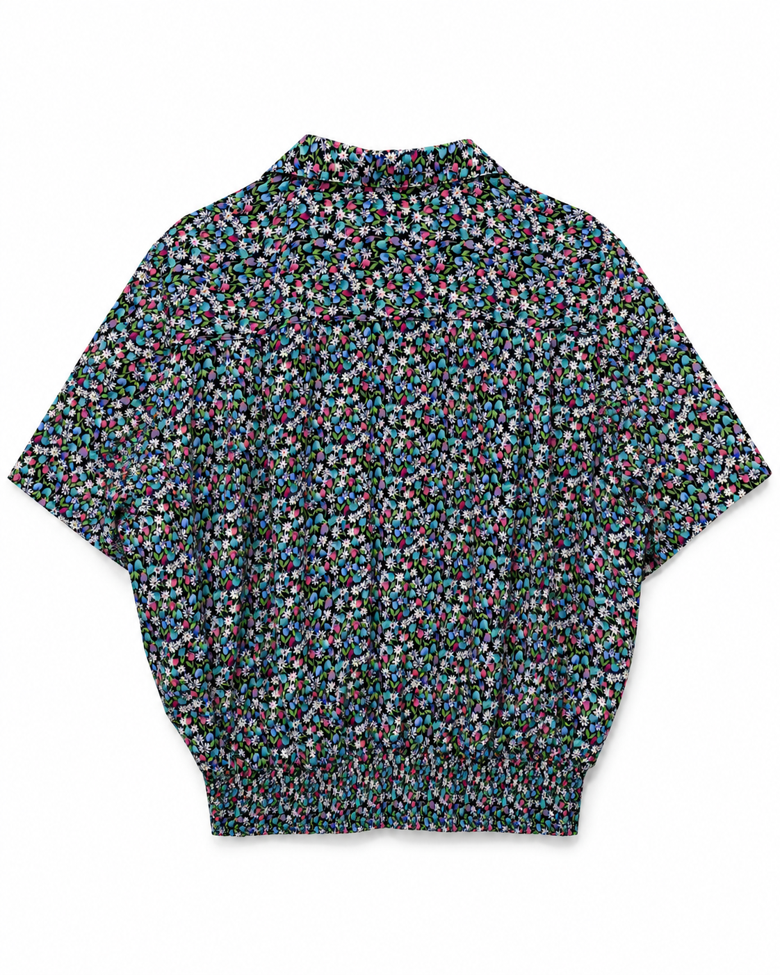 90s Küba Yaka Floral Gömlek