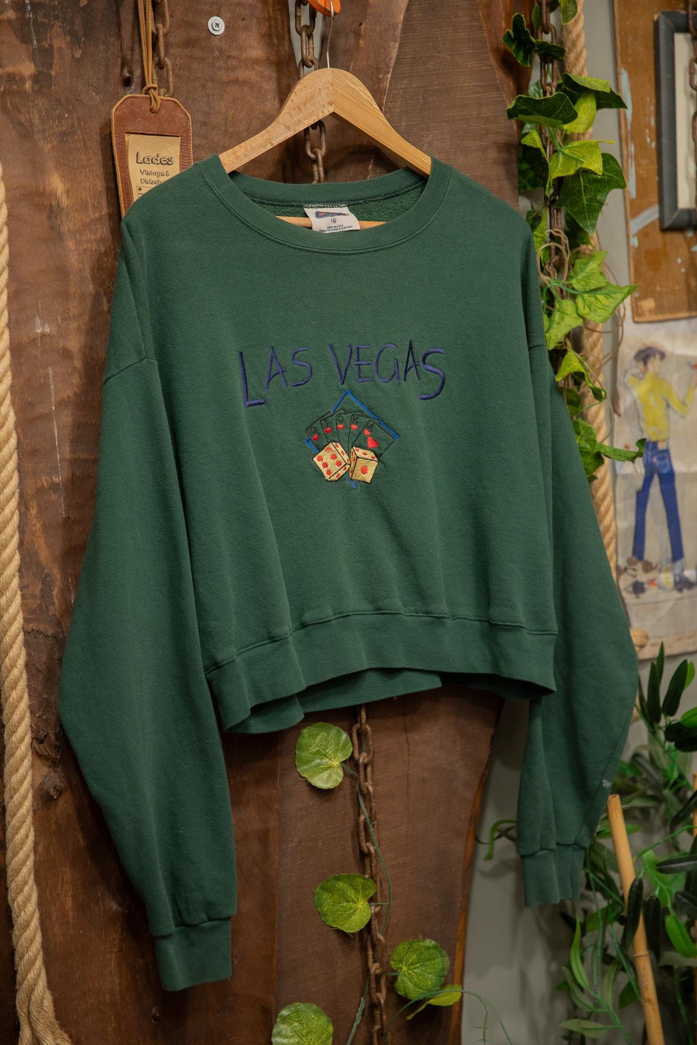 90's Las Vegas Poker Cropped Sweatshirt