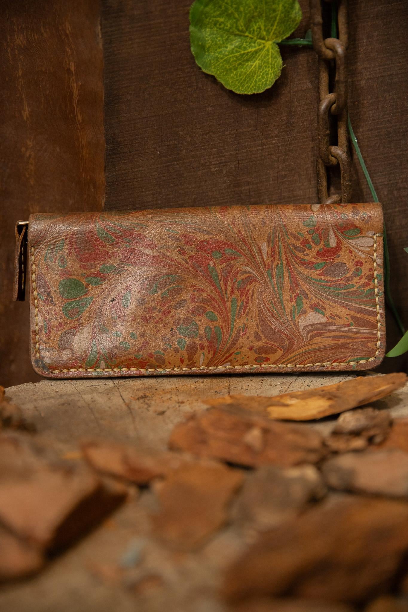 90's Marbled Ebru Deri Cüzdan