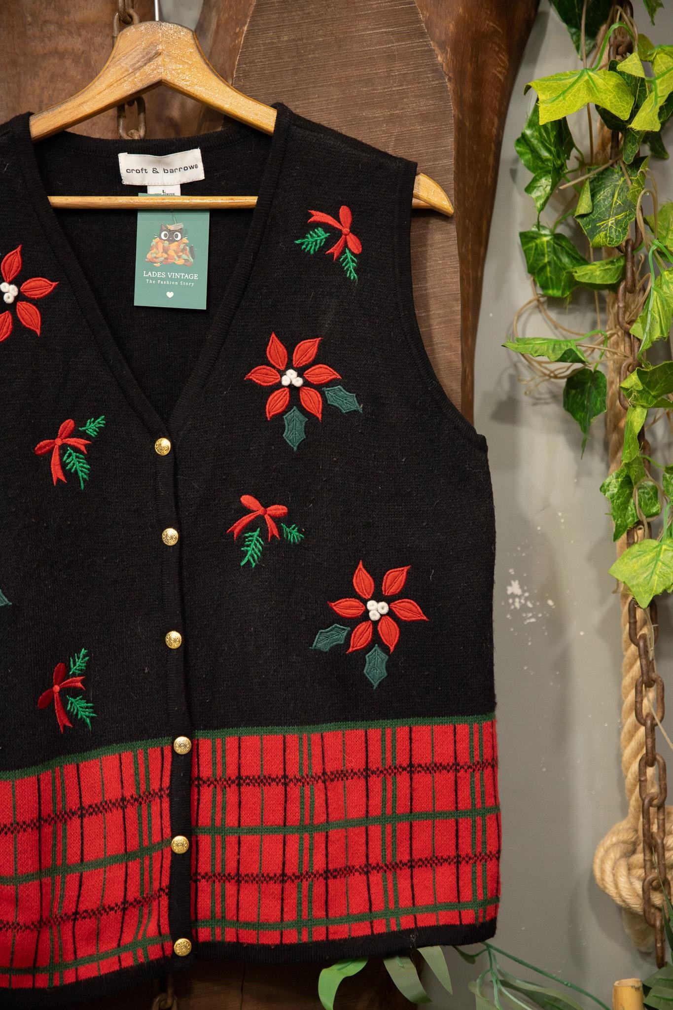 90's Nakışlı Wool Yelek