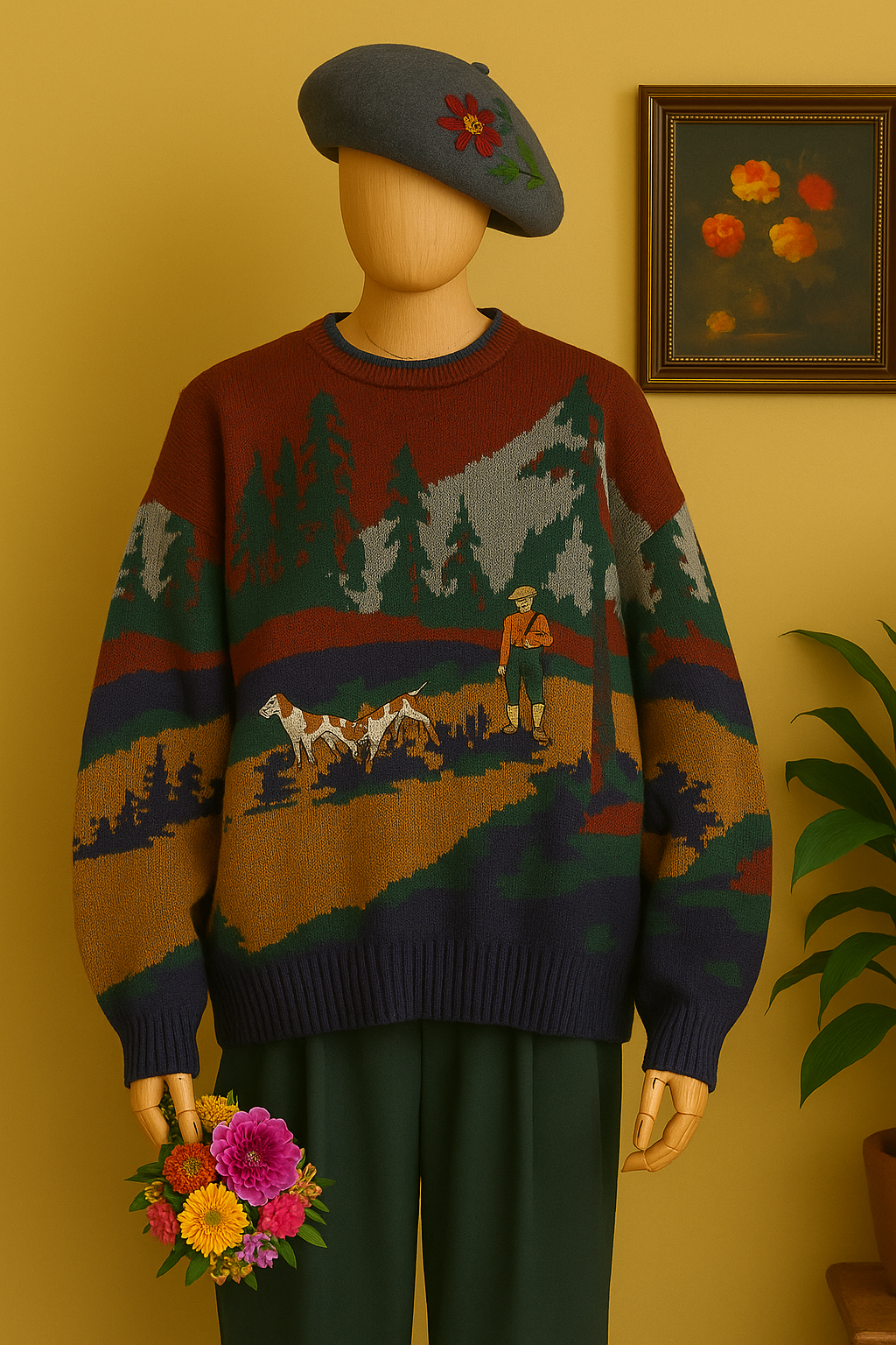 90s Nature Wool İşlemeli Kazak