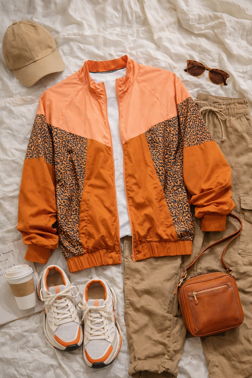 90s Neon Leopard Bomber Ceket
