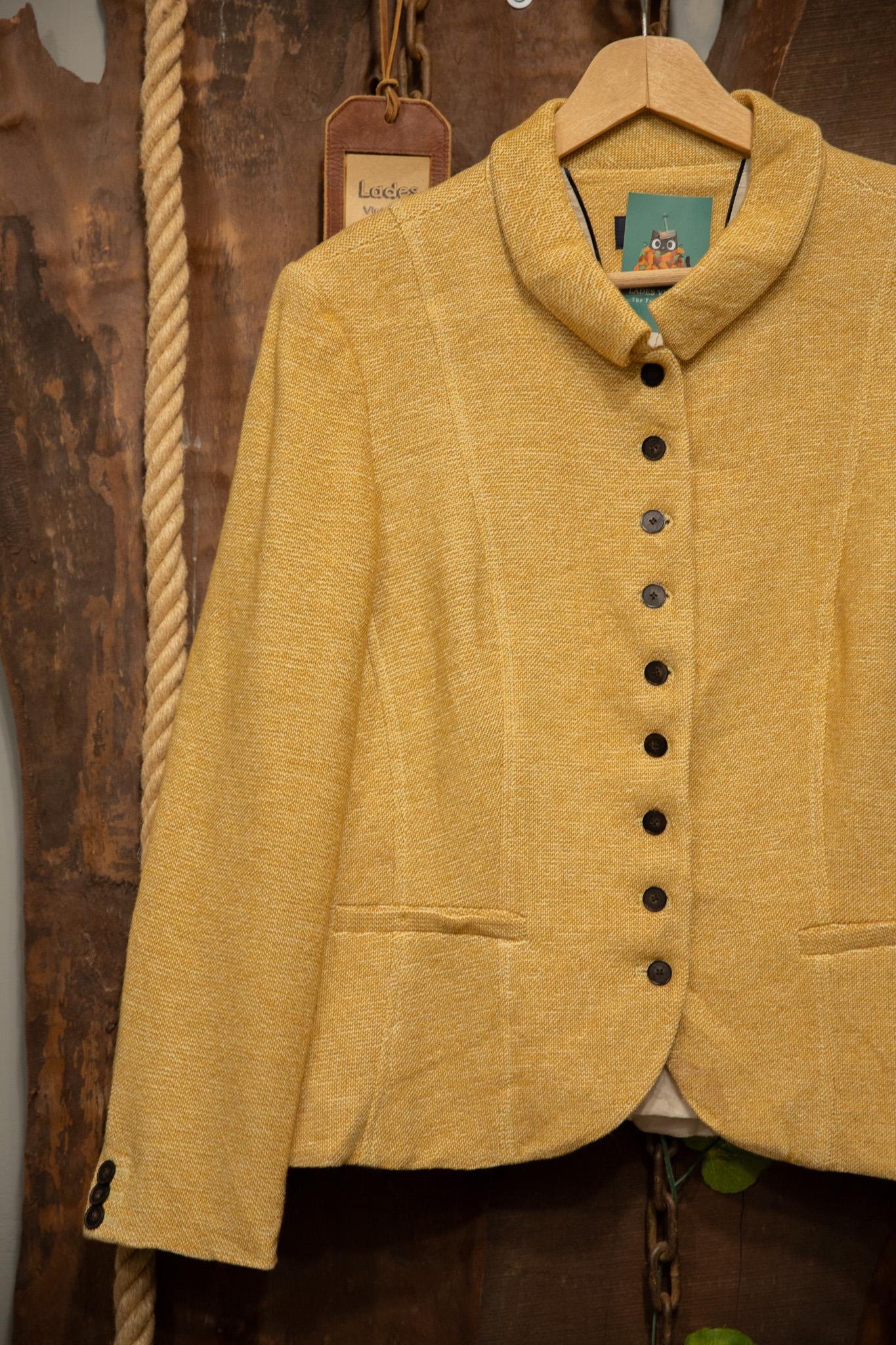 90's Old Money Gold Tweed Wool Ceket