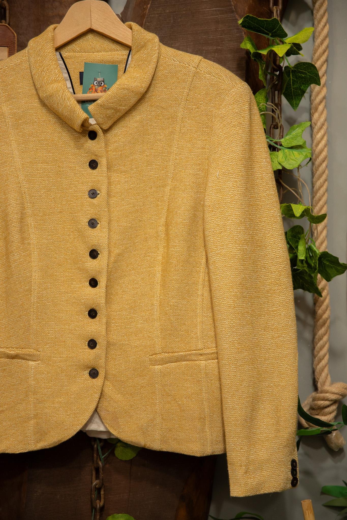 90's Old Money Gold Tweed Wool Ceket