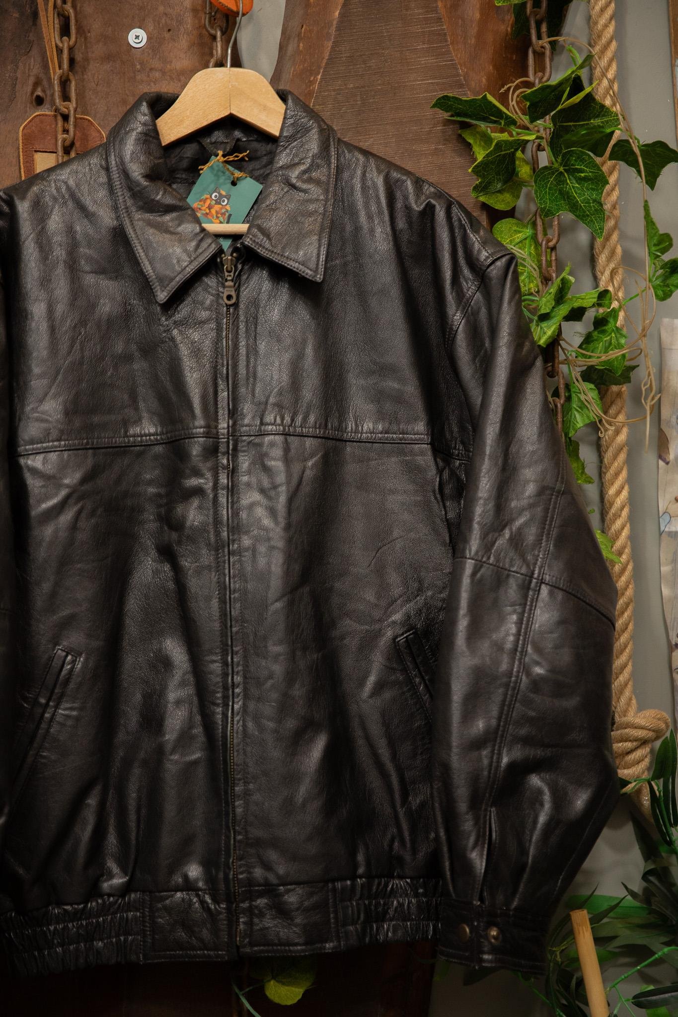 90's Oversize Bomber Moto Deri Ceket