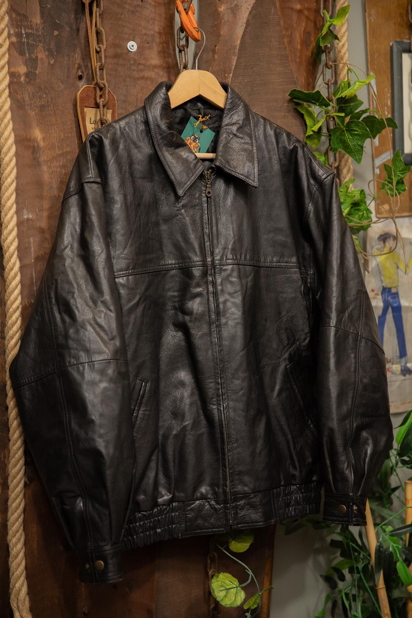 90's Oversize Bomber Moto Deri Ceket