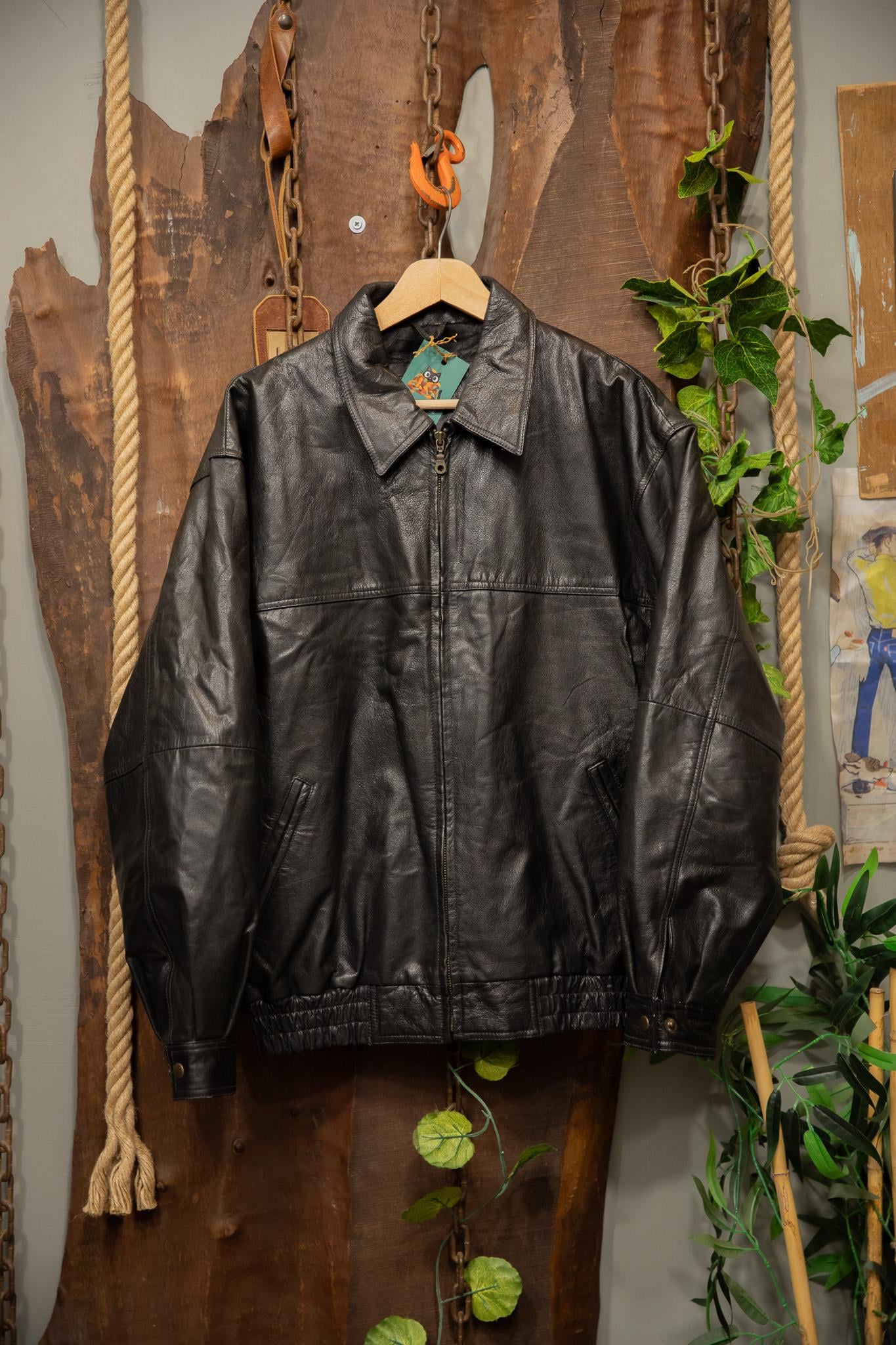 90's Oversize Bomber Moto Deri Ceket