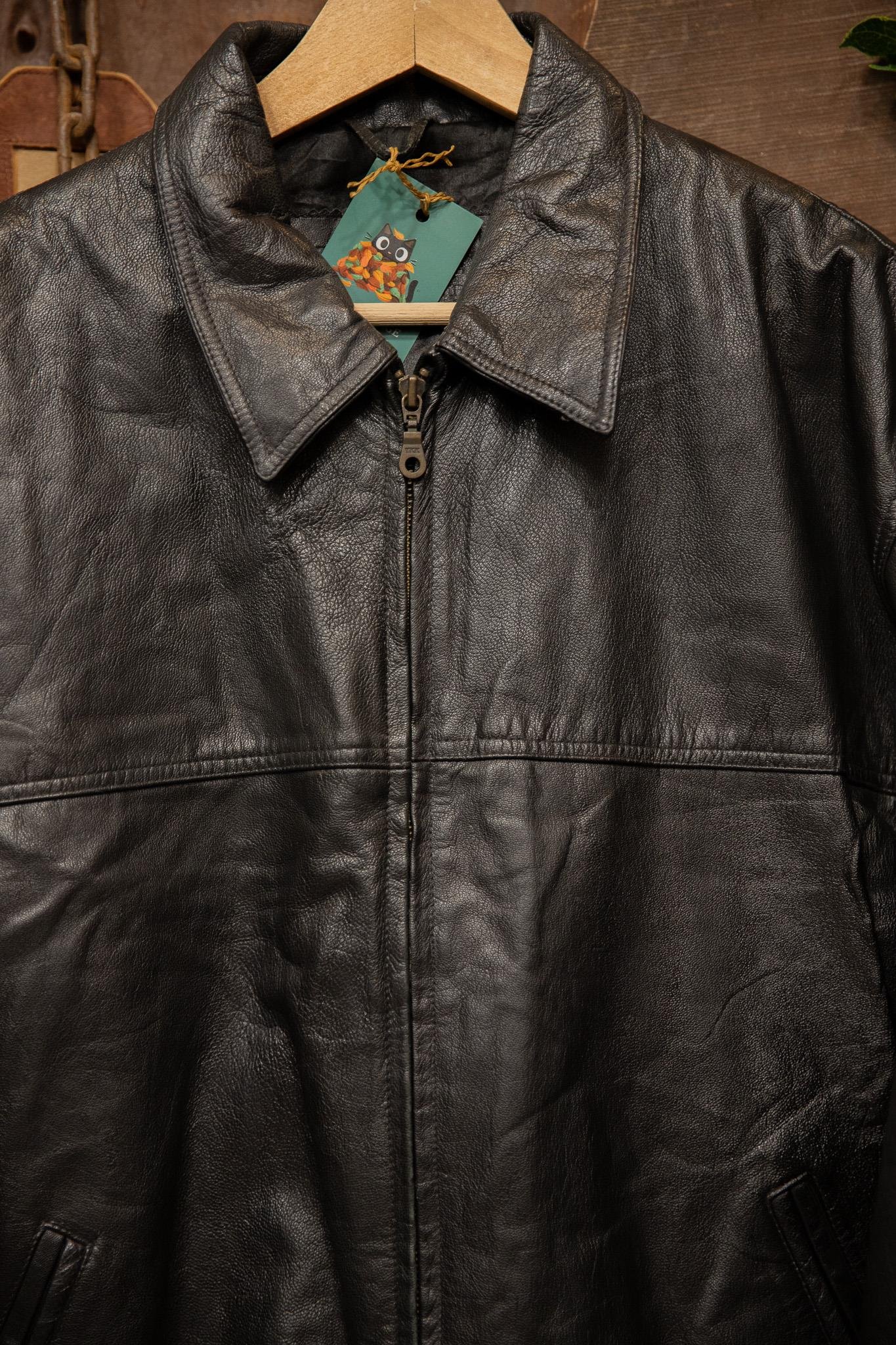 90's Oversize Bomber Moto Deri Ceket