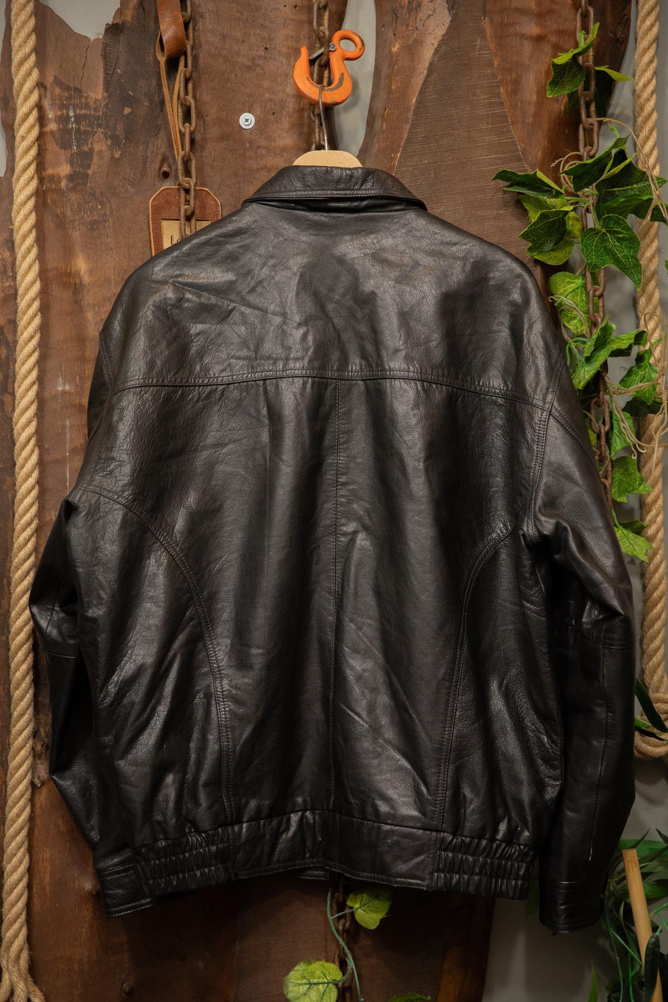 90's Oversize Bomber Moto Deri Ceket