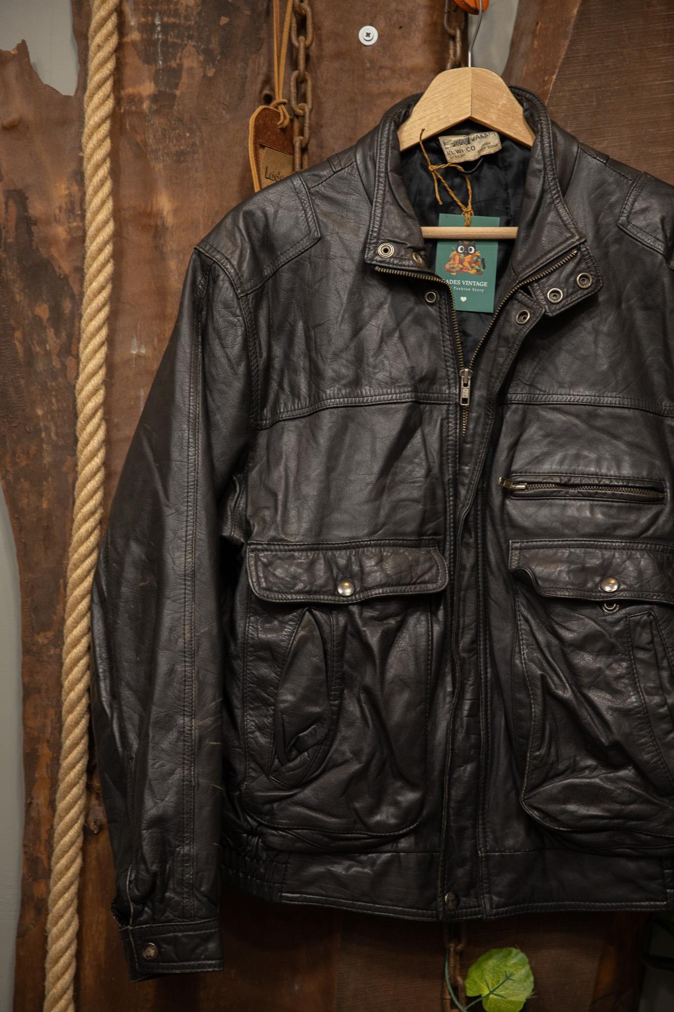 90's Oversize Cepli Moto Bomber Deri Ceket
