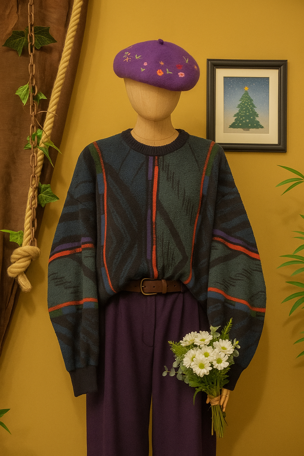 90s Oversize Örgü Kazak