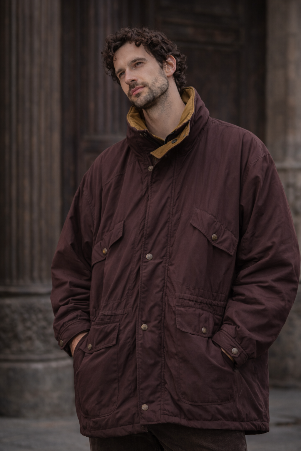 90's Oversize Purple Long Coat/Mont