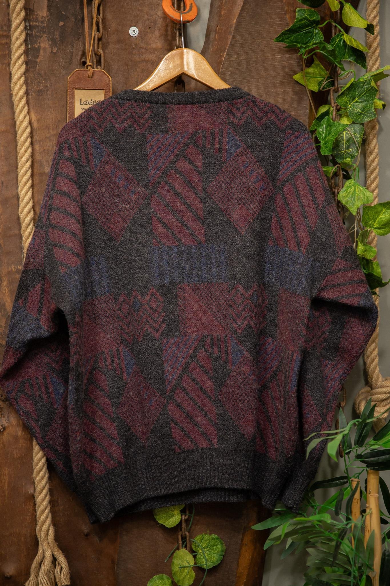 90s Oversize V-Neck Yün Kazak