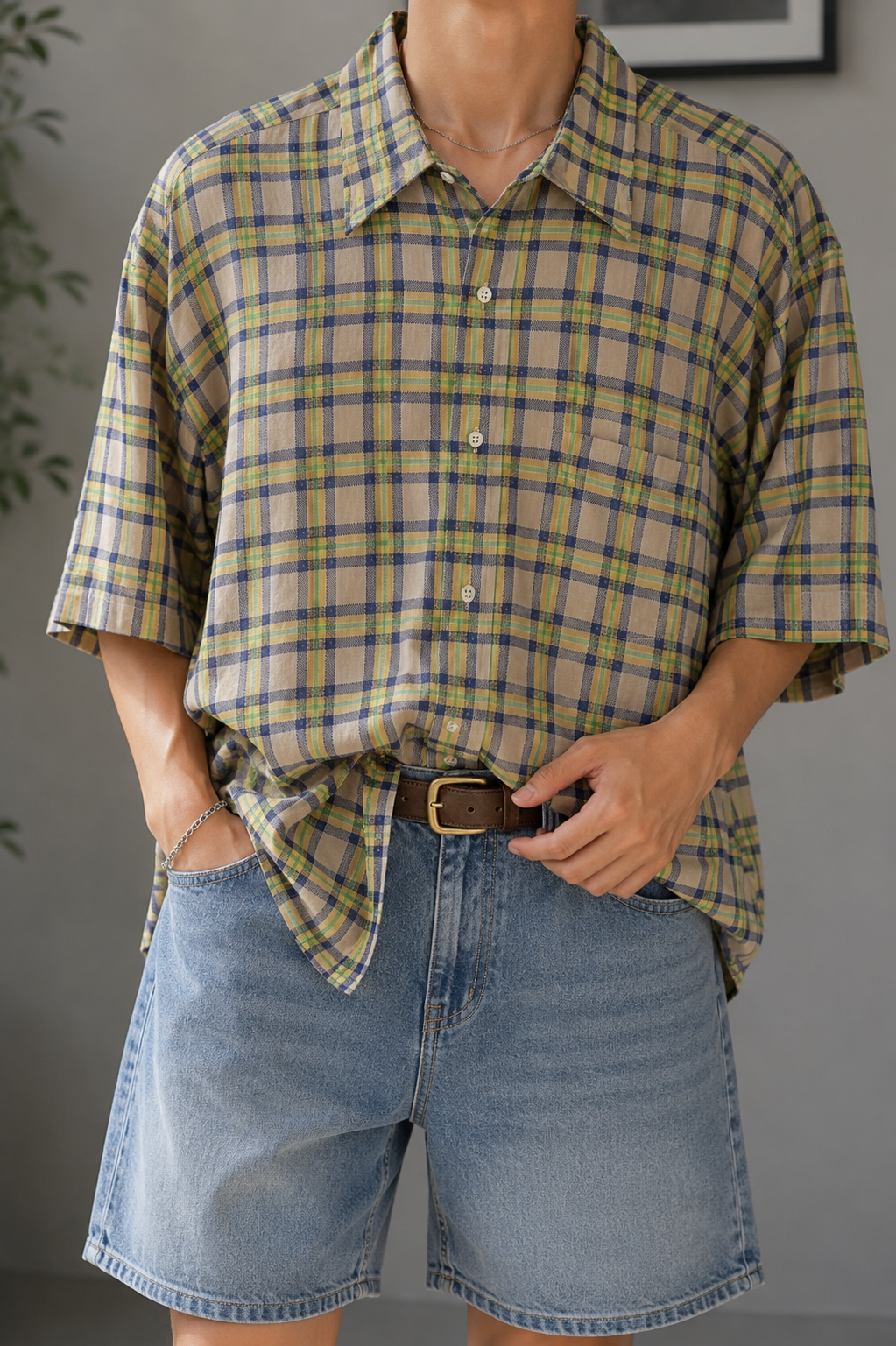 90s Preppy Plaid Ekose Gömlek
