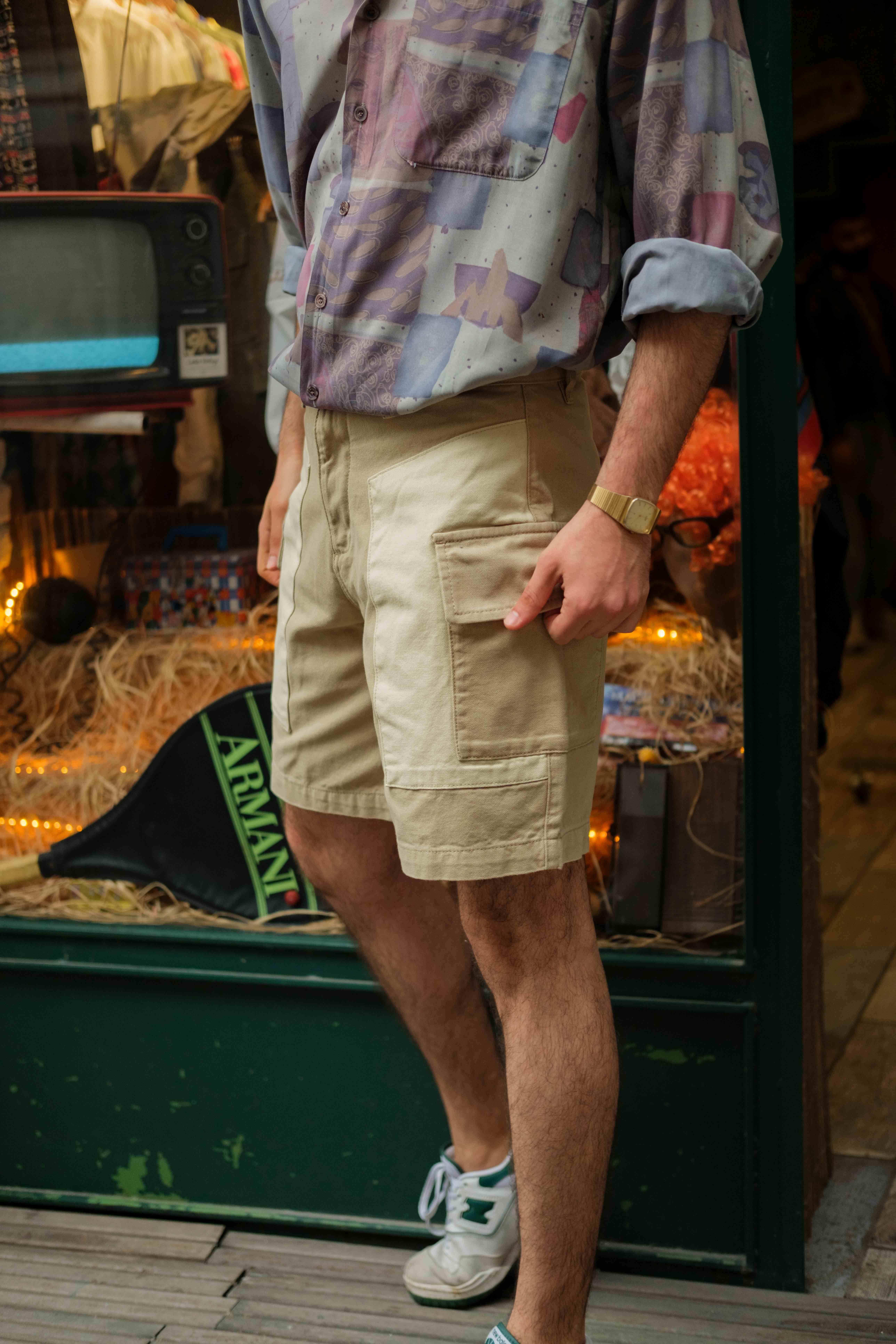 90's Retro Denim Camel Kargo Unisex Şort
