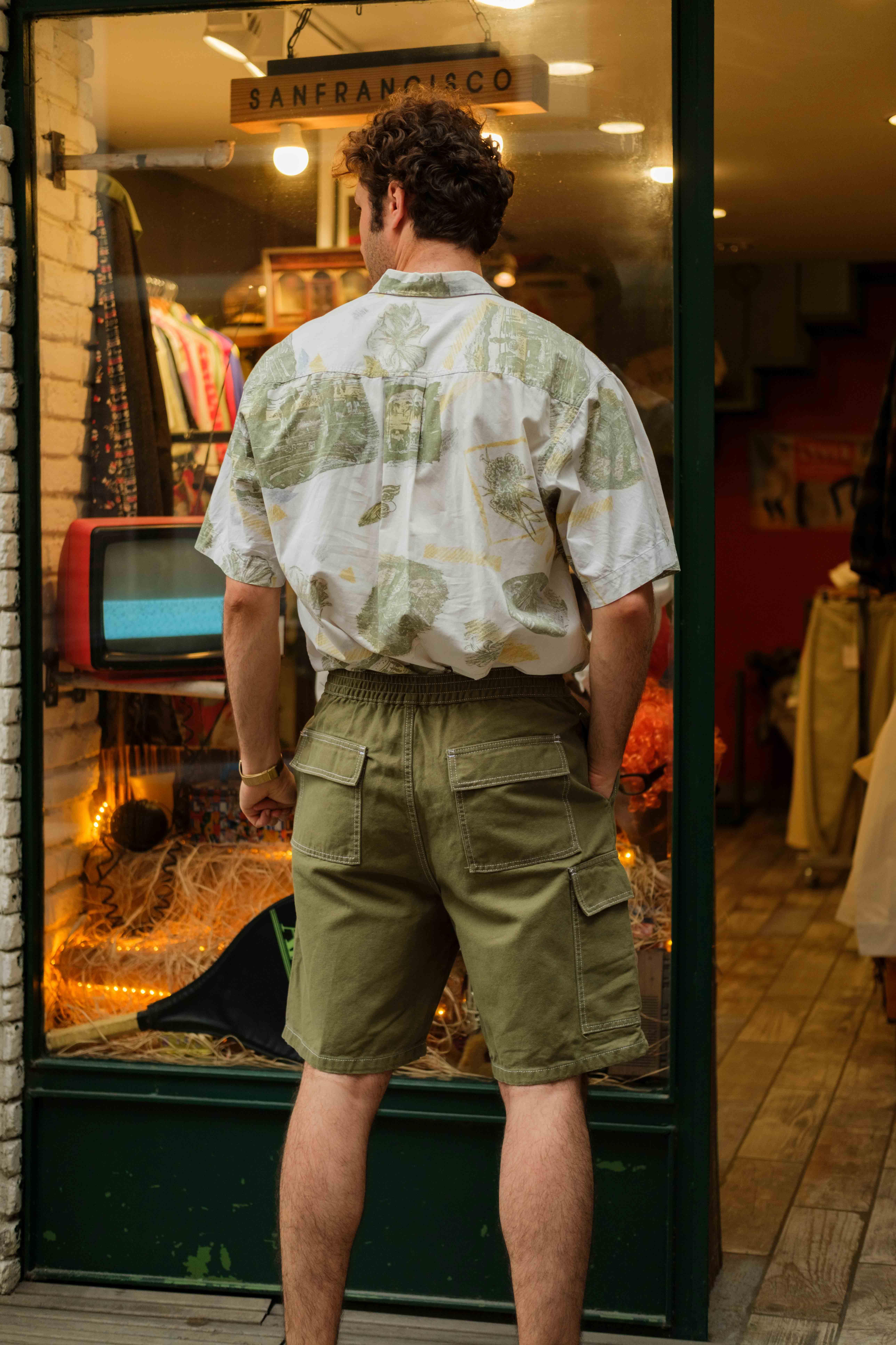 90's Retro Denim Green Cepli Şort