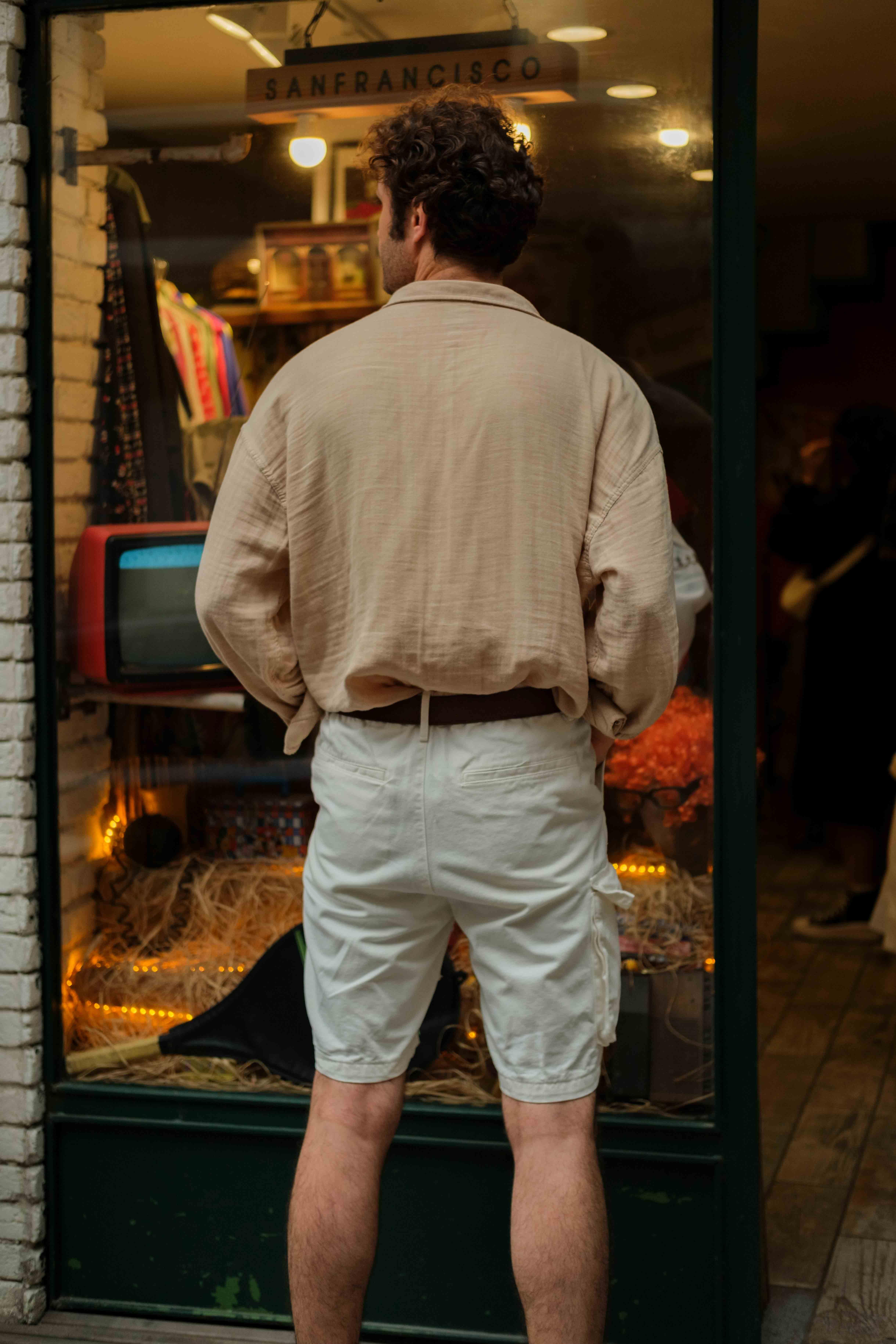 90's Retro Denim White Kargo Şort 